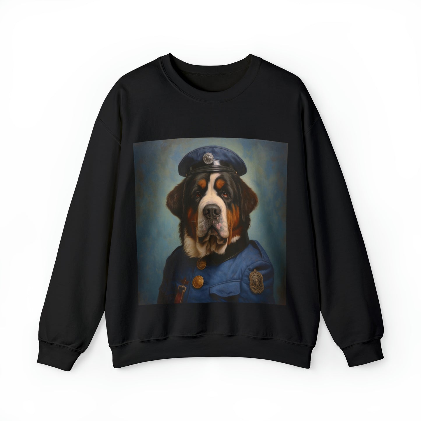 St. Bernard - 20th Century Police Officer - Pet Portrait Unisex Crewneck Sweatshirt