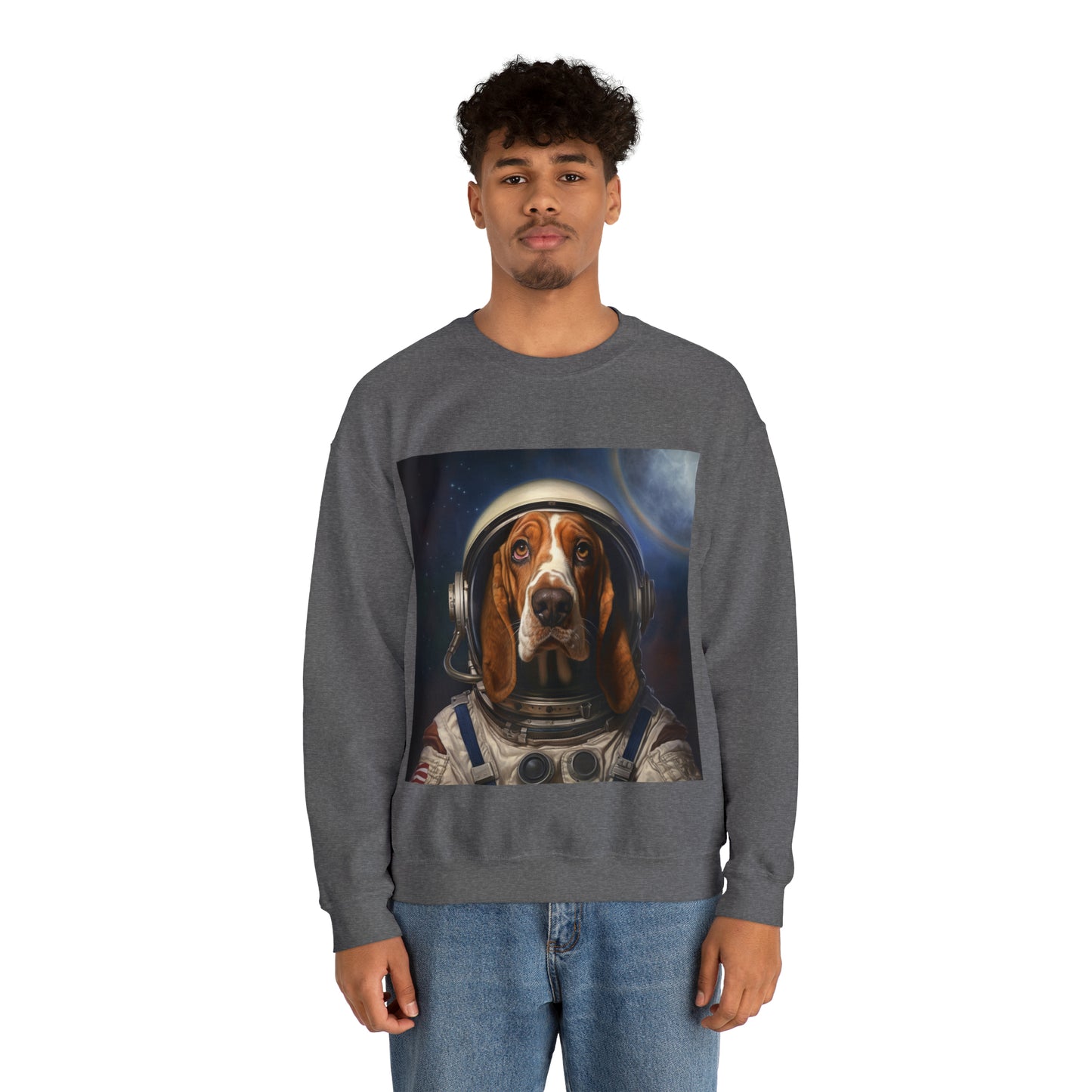 Basset Hound - Astronaut - Pet Portrait Unisex Crewneck Sweatshirt