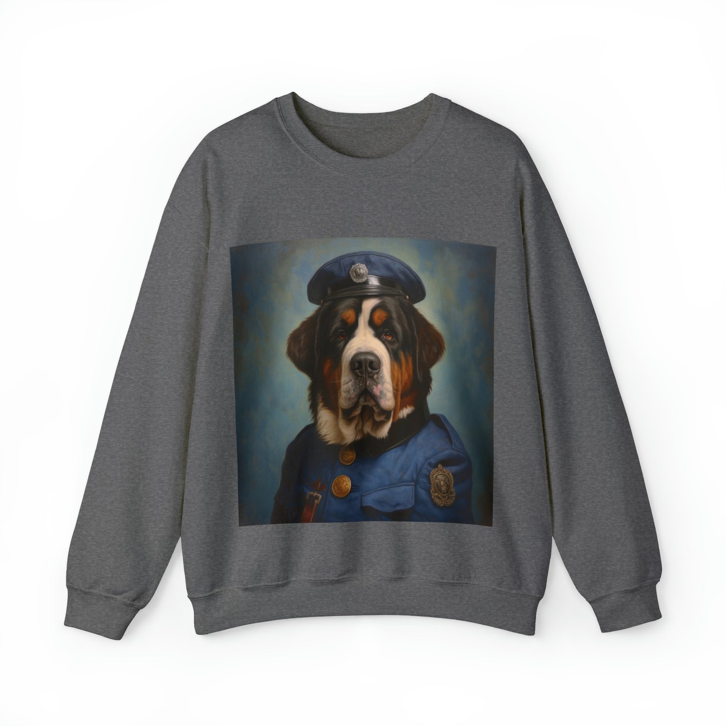St. Bernard - 20th Century Police Officer - Pet Portrait Unisex Crewneck Sweatshirt