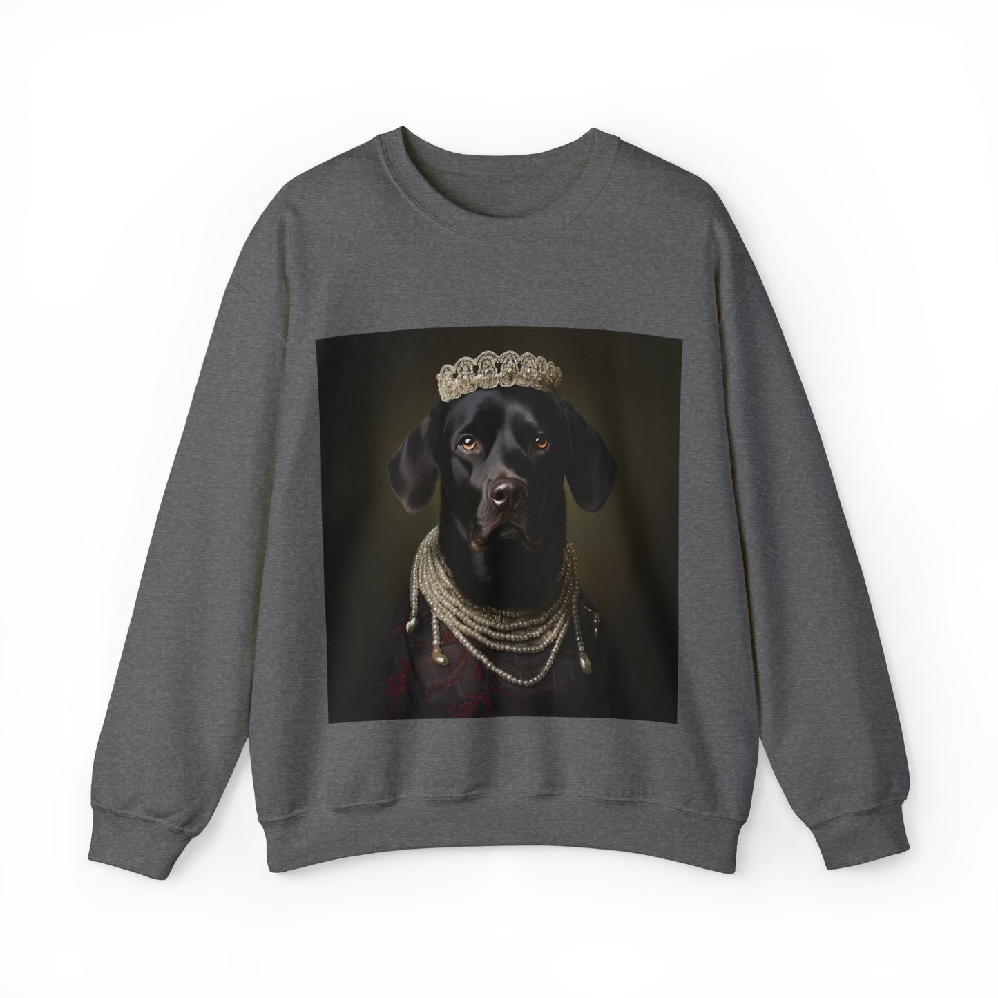 Black Lab - Victorian Era Woman of Nobility - Pet Portrait Unisex Crewneck Sweatshirt