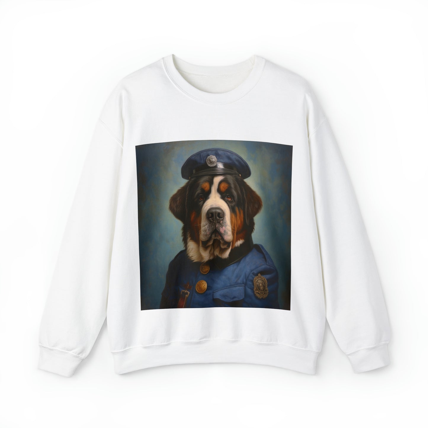 St. Bernard - 20th Century Police Officer - Pet Portrait Unisex Crewneck Sweatshirt