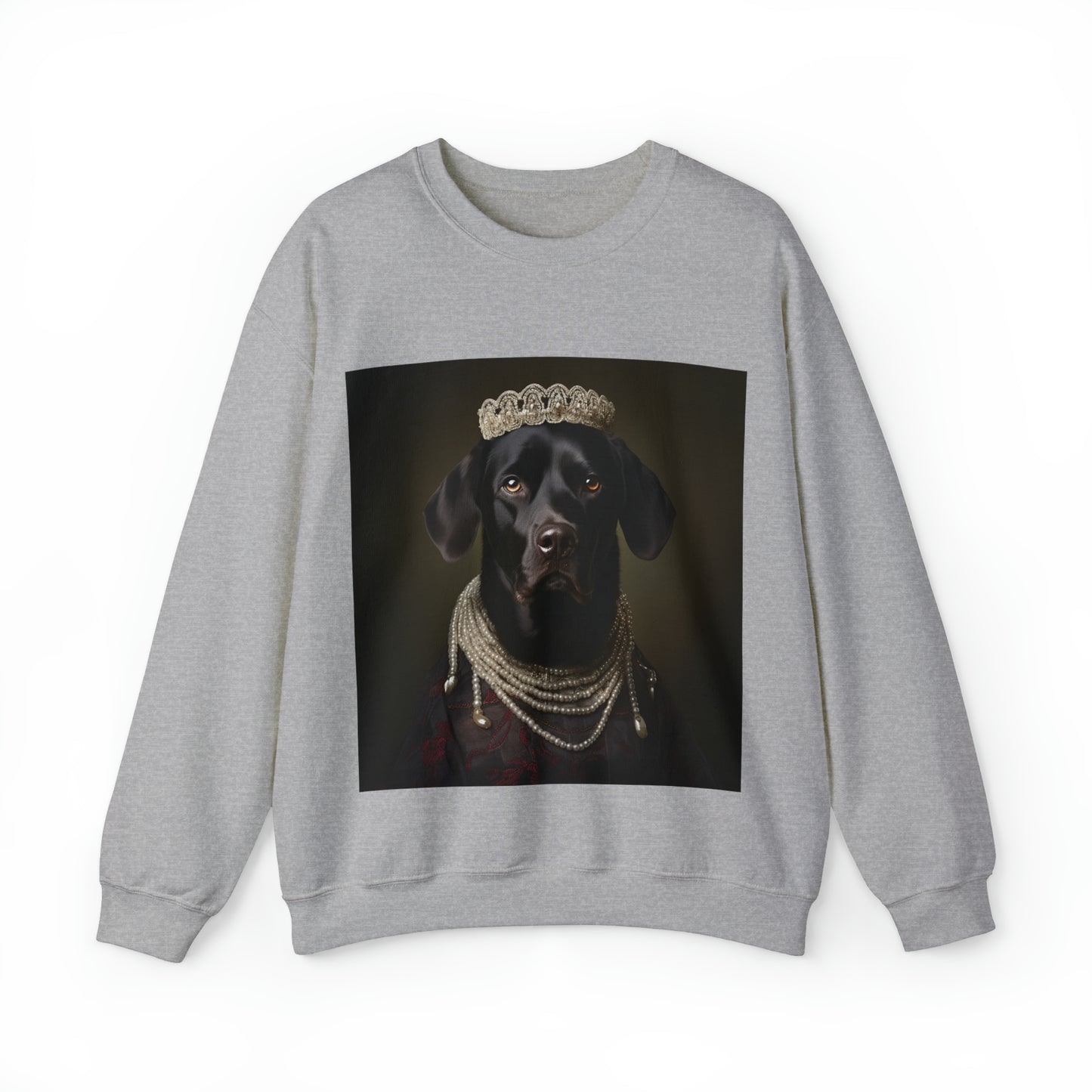 Black Lab - Victorian Era Woman of Nobility - Pet Portrait Unisex Crewneck Sweatshirt
