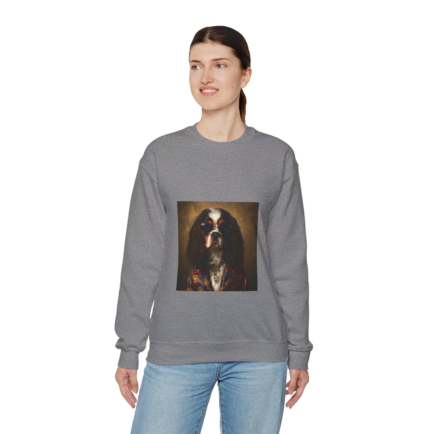 Cavalier King Charles Spaniel - 20th Century Rockstar - Pet Portrait Unisex Crewneck Sweatshirt