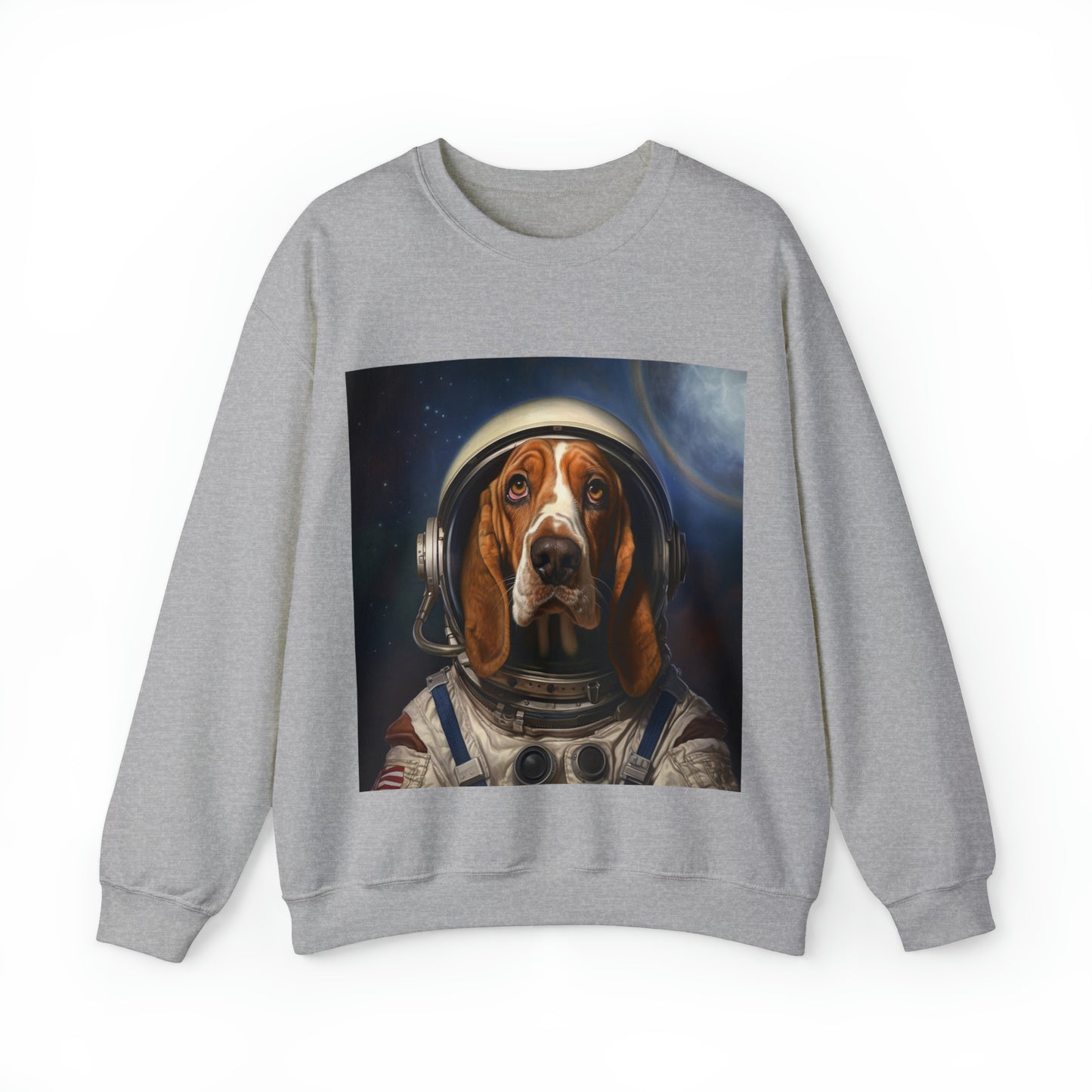 Basset Hound - Astronaut - Pet Portrait Unisex Crewneck Sweatshirt