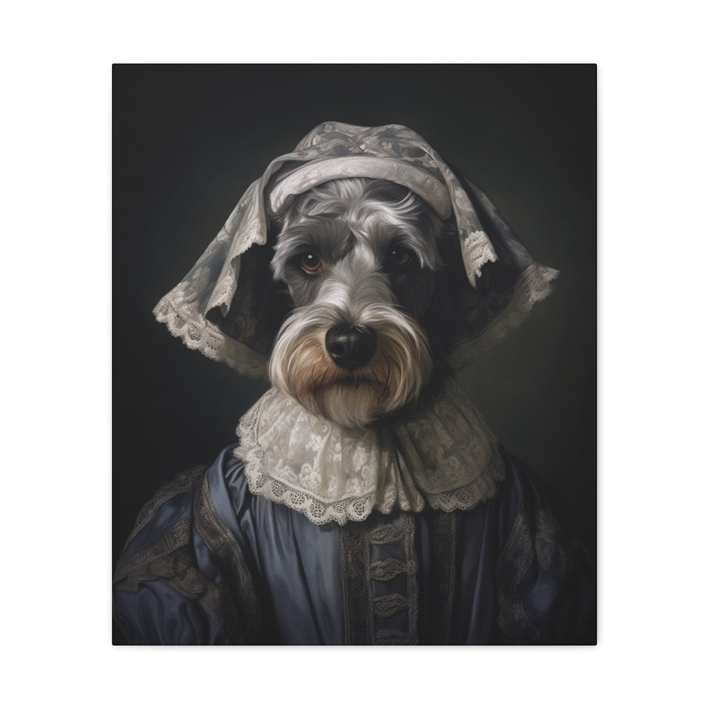 Schnauzer  - 19th Century Governess - Pet Portrait Canvas