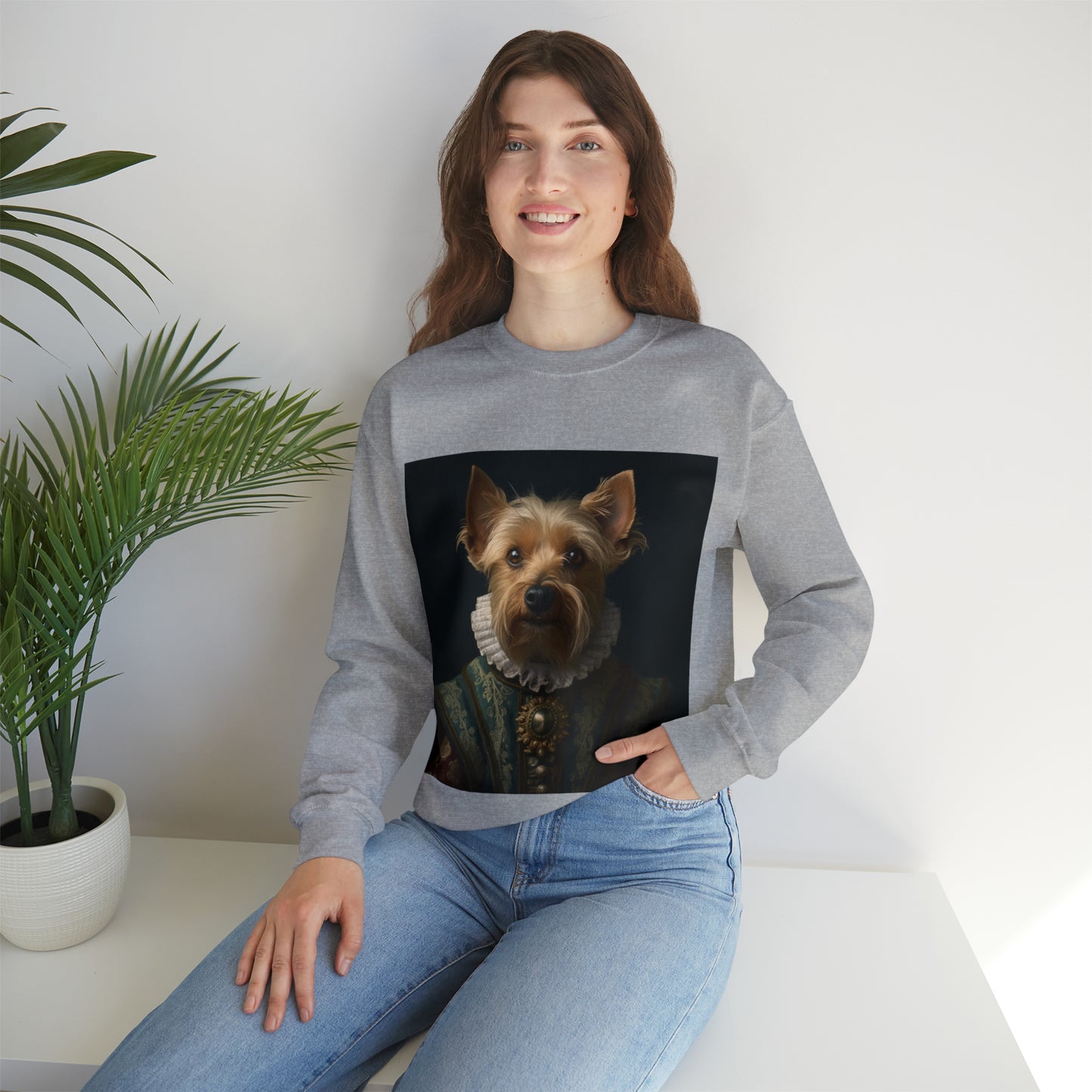 Yorkshire Terrier - 16th Century Playwright - Pet Portrait Unisex Crewneck Sweatshirt