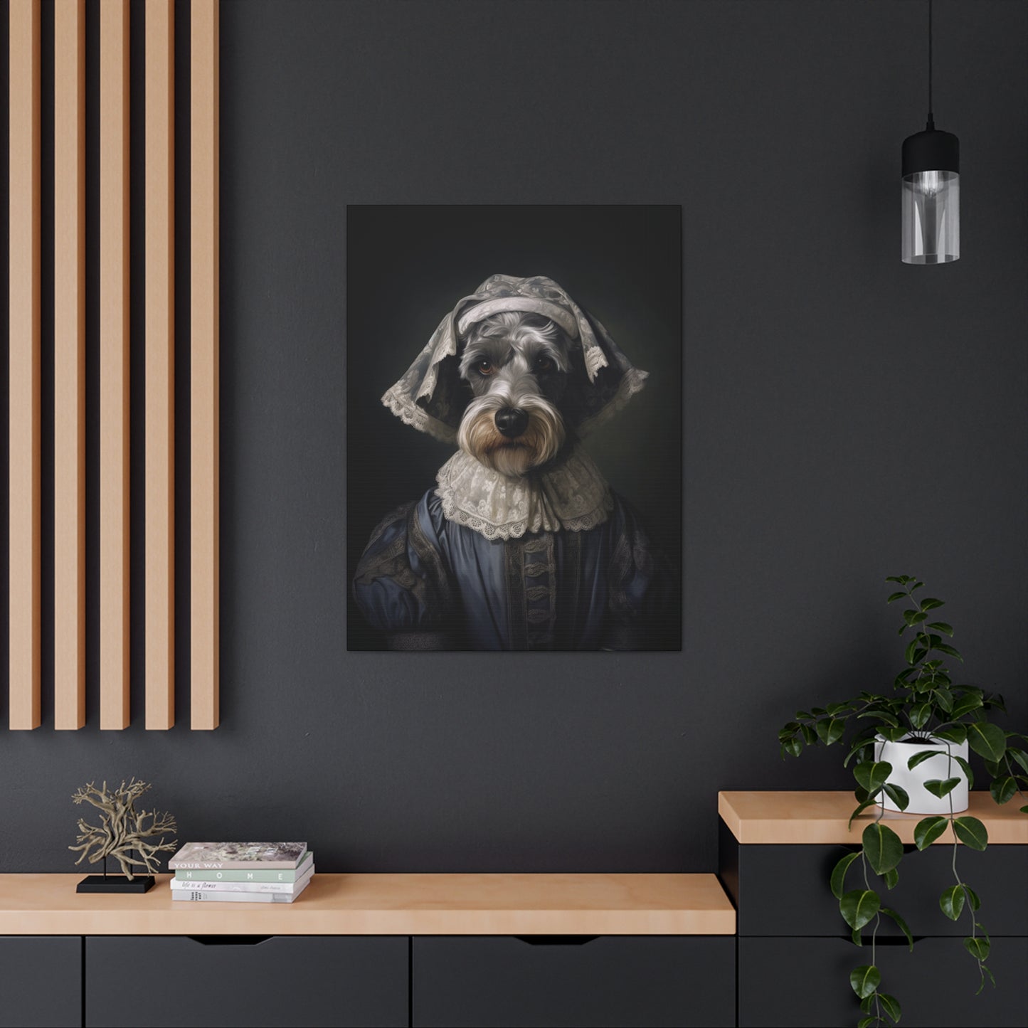 Schnauzer  - 19th Century Governess - Pet Portrait Canvas