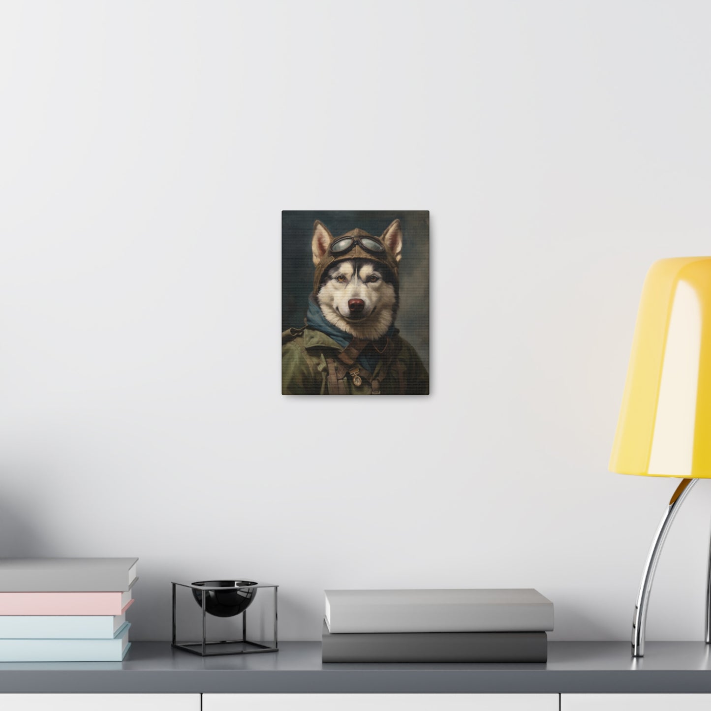 Husky - WWII Pilot - Pet Portrait Canvas