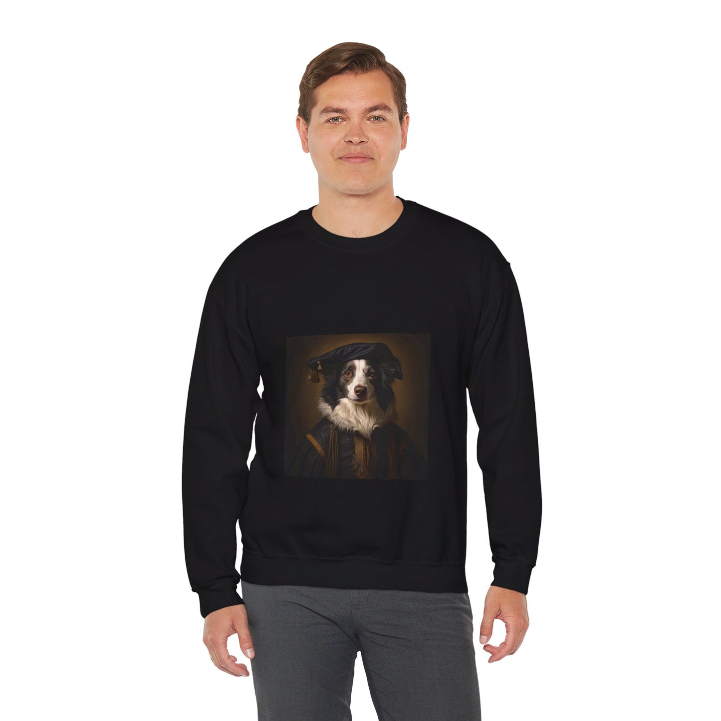 Border Collie - Renaissance Painter - Pet Portrait Unisex Crewneck Sweatshirt