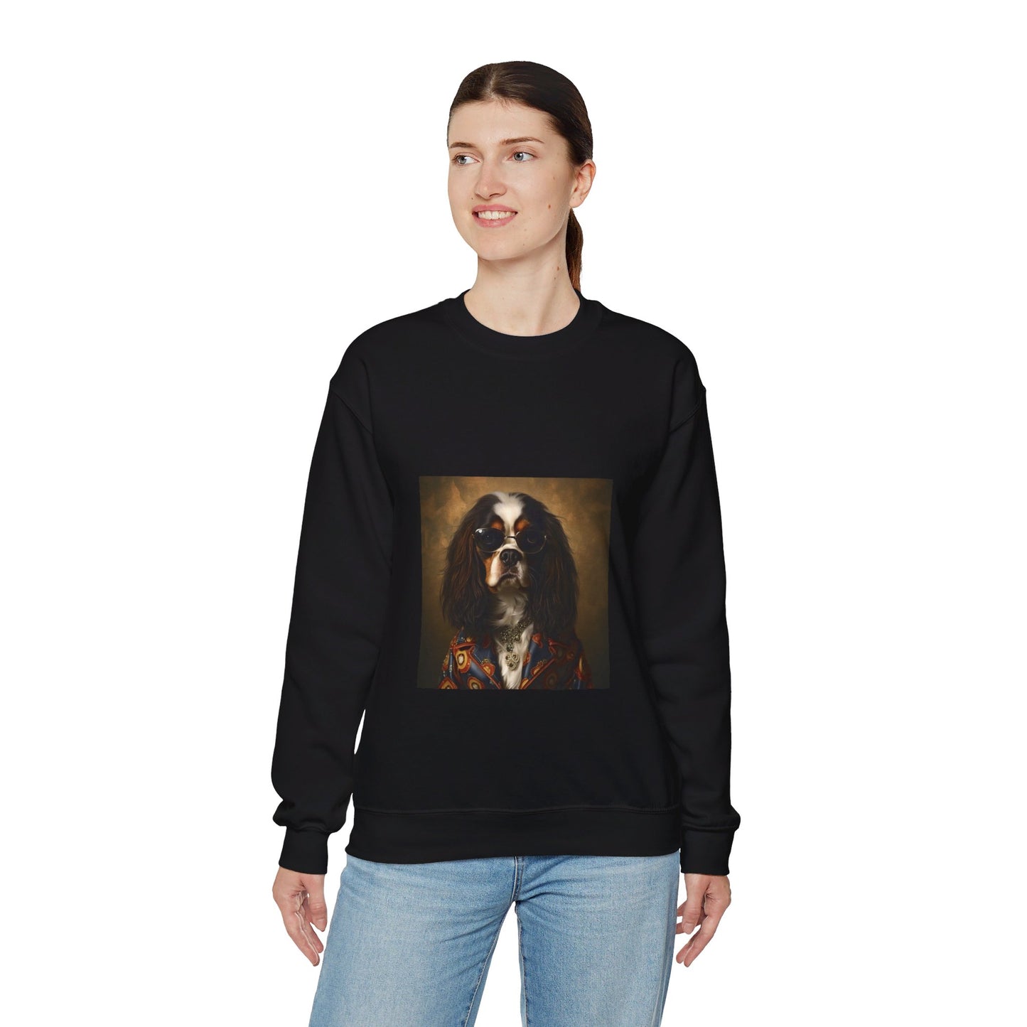 Cavalier King Charles Spaniel - 20th Century Rockstar - Pet Portrait Unisex Crewneck Sweatshirt