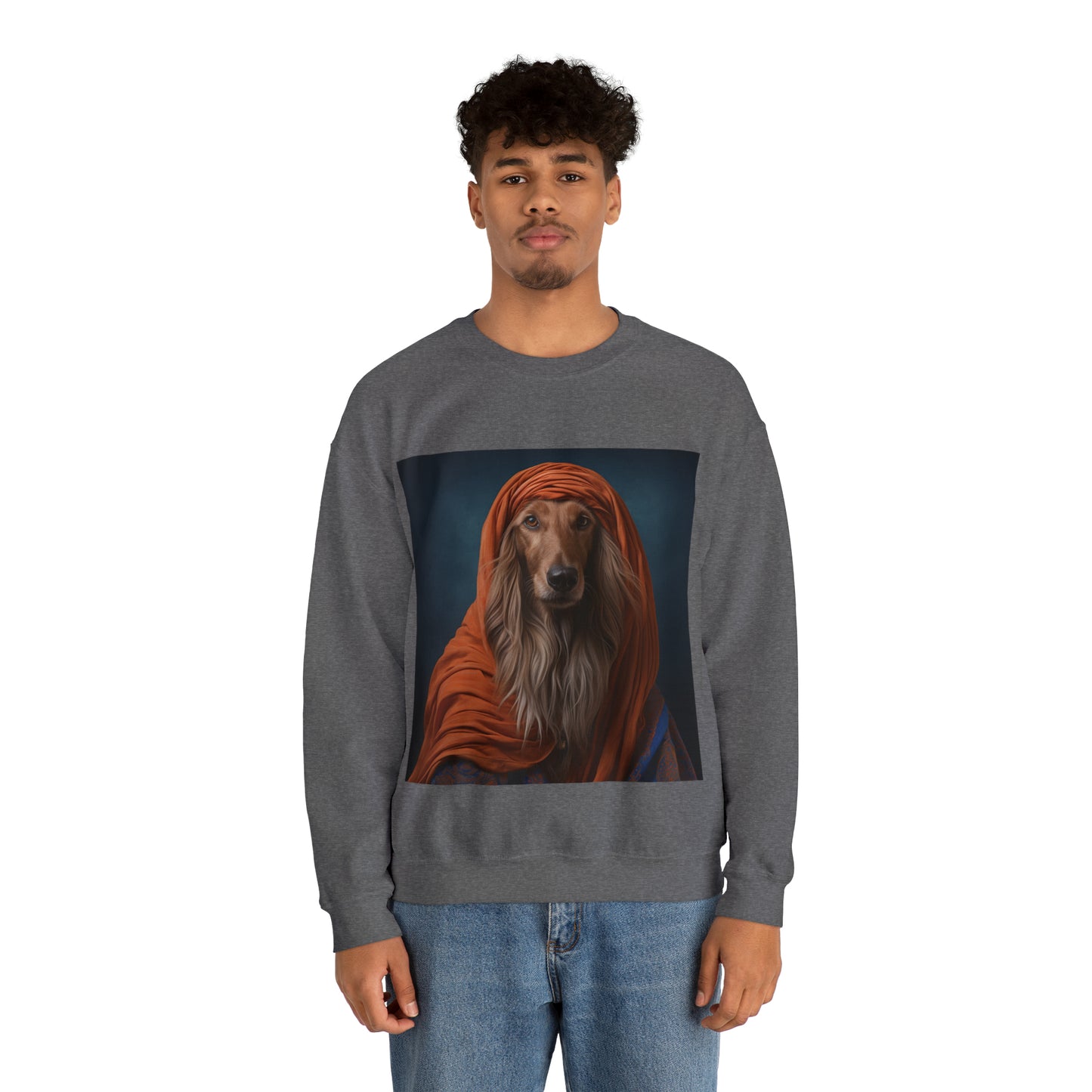 Afghan Hound - 10th Century Persian Poet - Pet Portrait Unisex Crewneck Sweatshirt