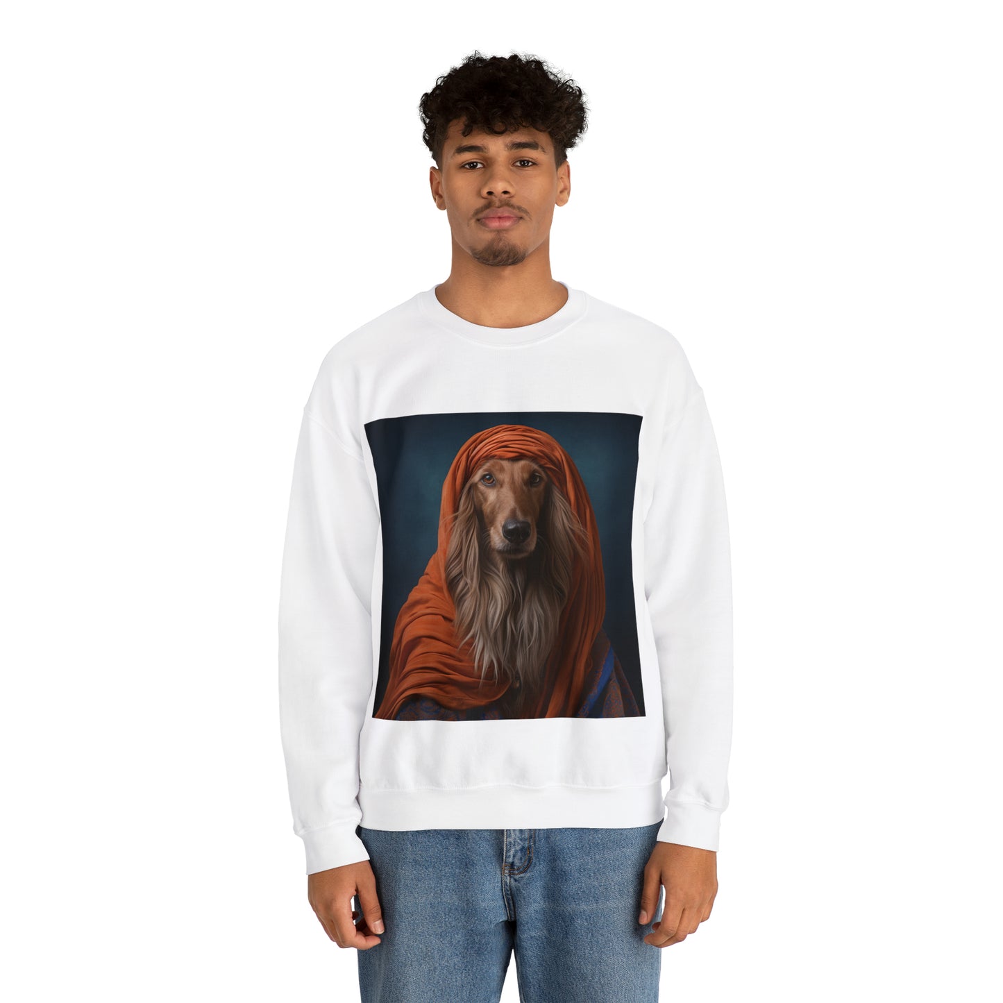 Afghan Hound - 10th Century Persian Poet - Pet Portrait Unisex Crewneck Sweatshirt