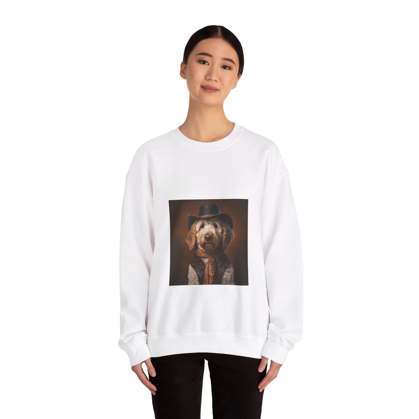 Golden Doodle - Cowboy - Pet Portrait Unisex Crewneck Sweatshirt