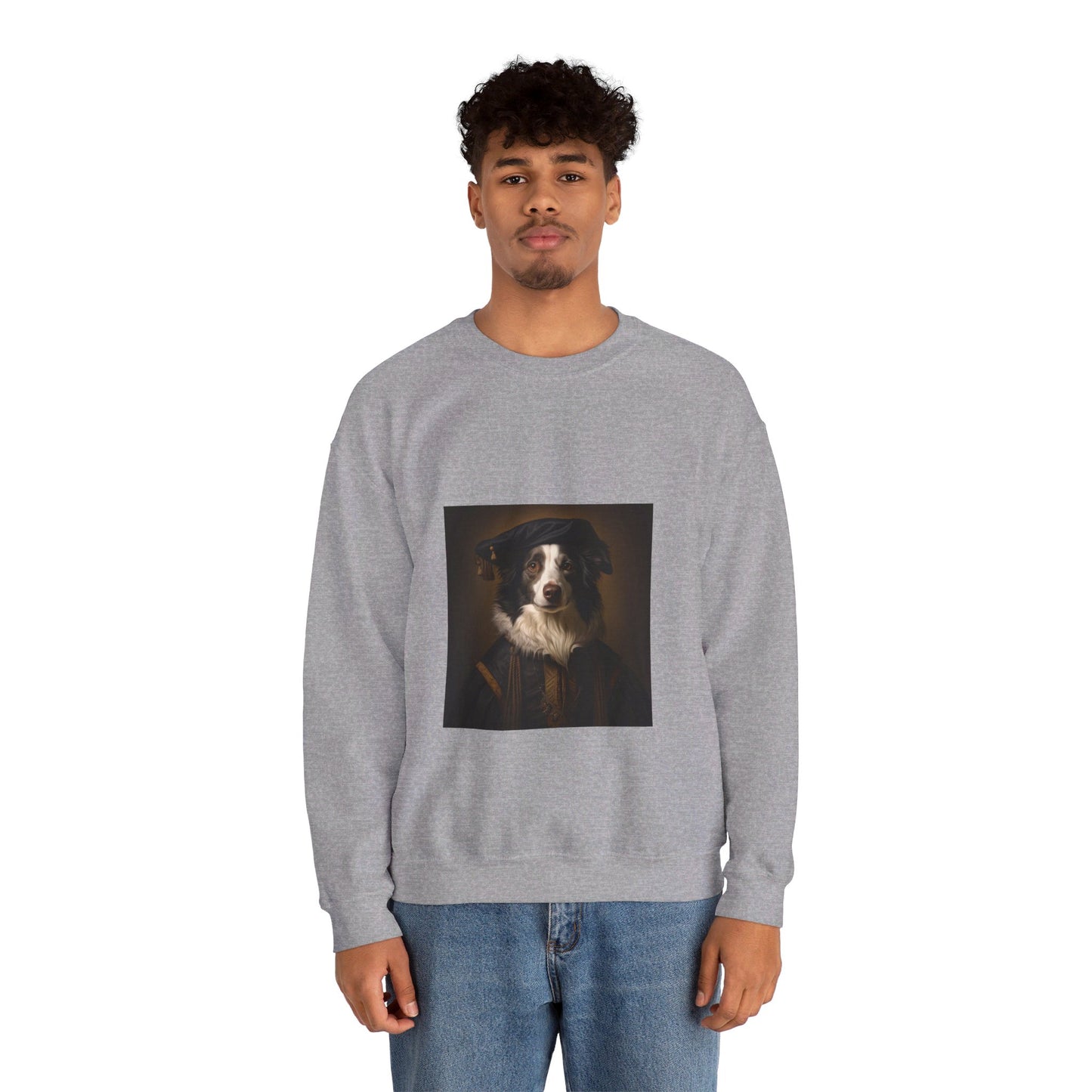 Border Collie - Renaissance Painter - Pet Portrait Unisex Crewneck Sweatshirt