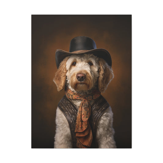 Golden Doodle - Cowboy - Pet Portrait Canvas