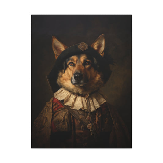 German Shepard  - 17th Century Explorer - Pet Portrait Canvas