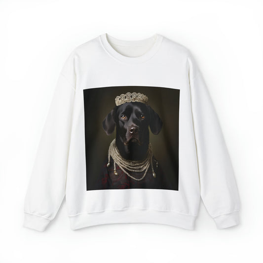 Black Lab - Victorian Era Woman of Nobility - Pet Portrait Unisex Crewneck Sweatshirt