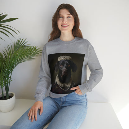 Black Lab - Victorian Era Woman of Nobility - Pet Portrait Unisex Crewneck Sweatshirt