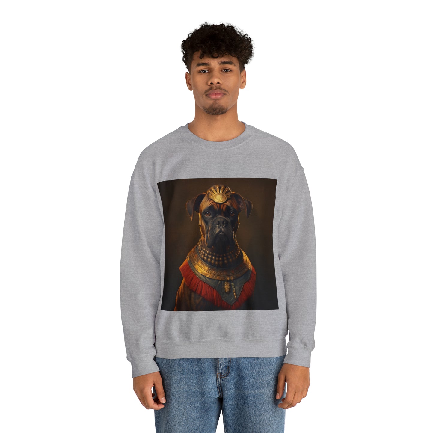 Boxer - Ancient Egyptian Pharaoh - Pet Portrait Unisex Crewneck Sweatshirt
