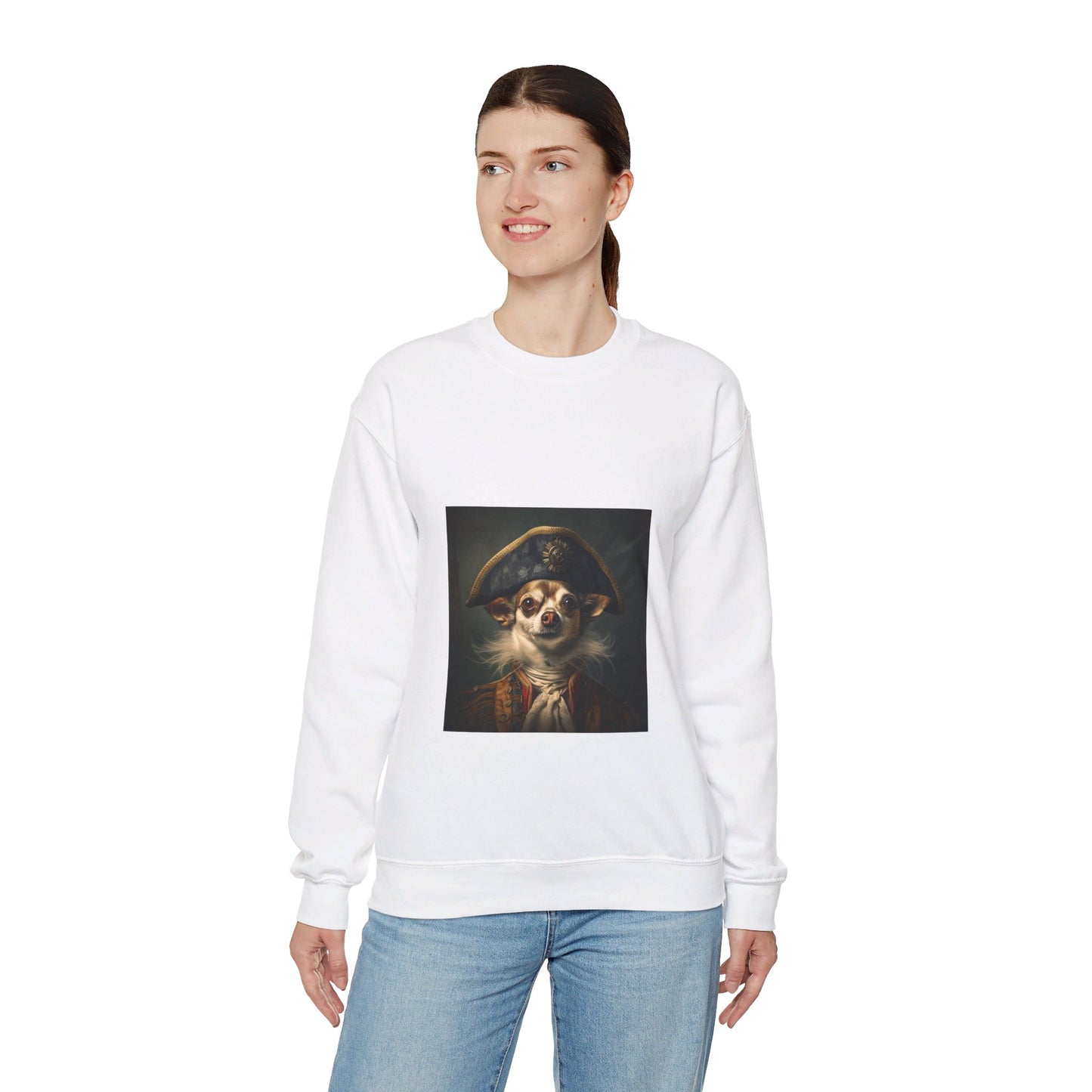 Chihuahua - 17th Century Pirate - Pet Portrait Unisex Crewneck Sweatshirt