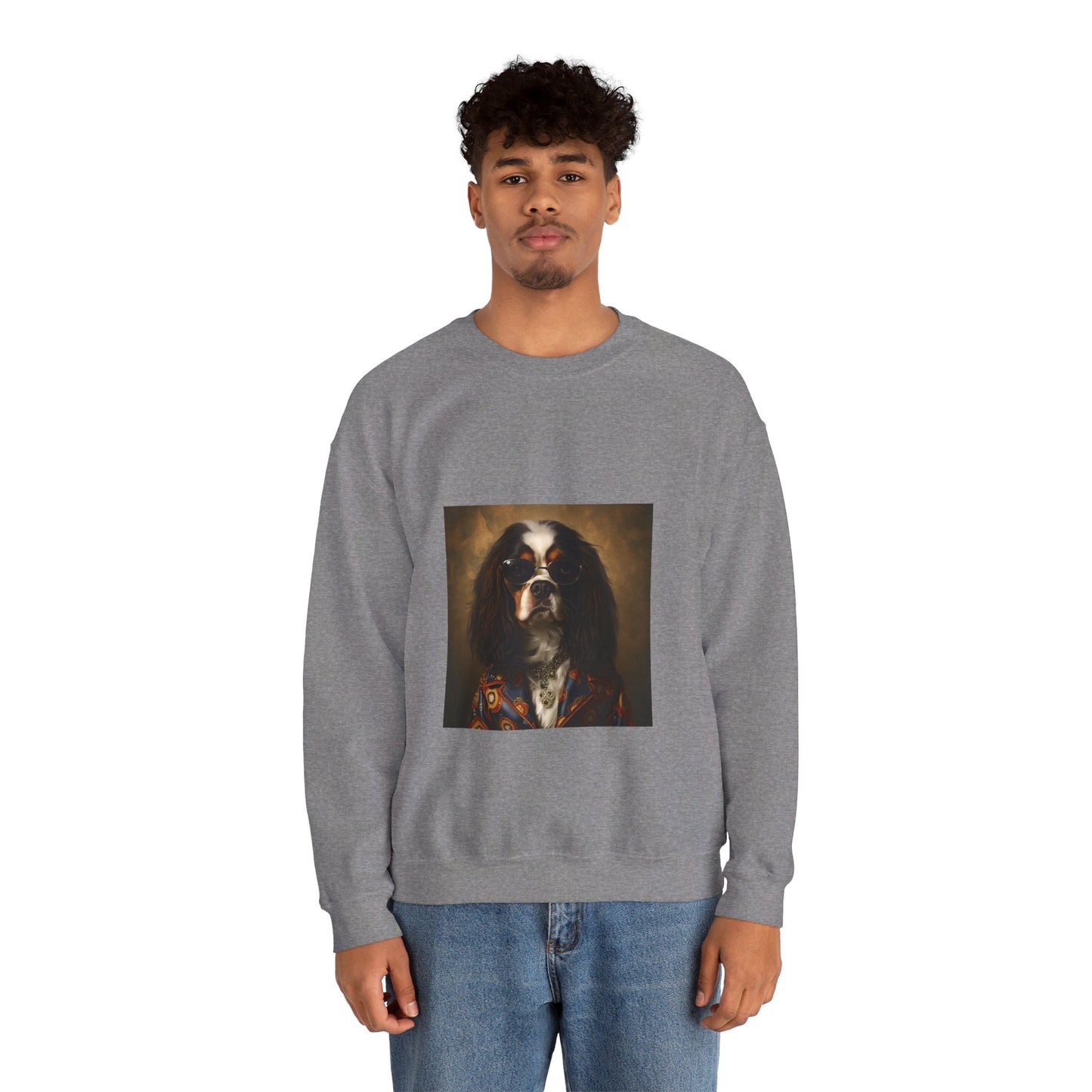 Cavalier King Charles Spaniel - 20th Century Rockstar - Pet Portrait Unisex Crewneck Sweatshirt