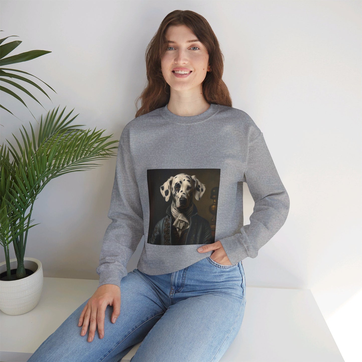 Dalmatian - 19th Century Writer - Pet Portrait Unisex Crewneck Sweatshirt