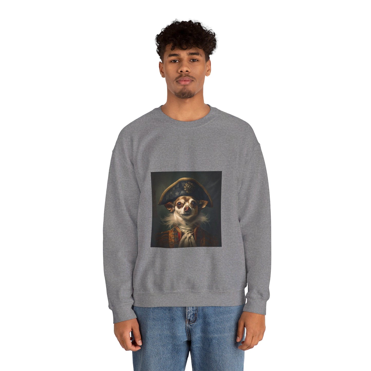 Chihuahua - 17th Century Pirate - Pet Portrait Unisex Crewneck Sweatshirt