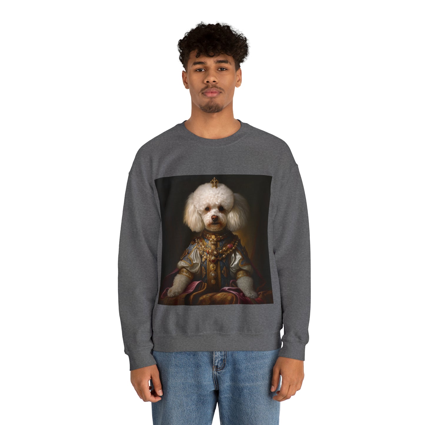 Bichon Frisé - 17th Century European Monarch - Pet Portrait Unisex Crewneck Sweatshirt