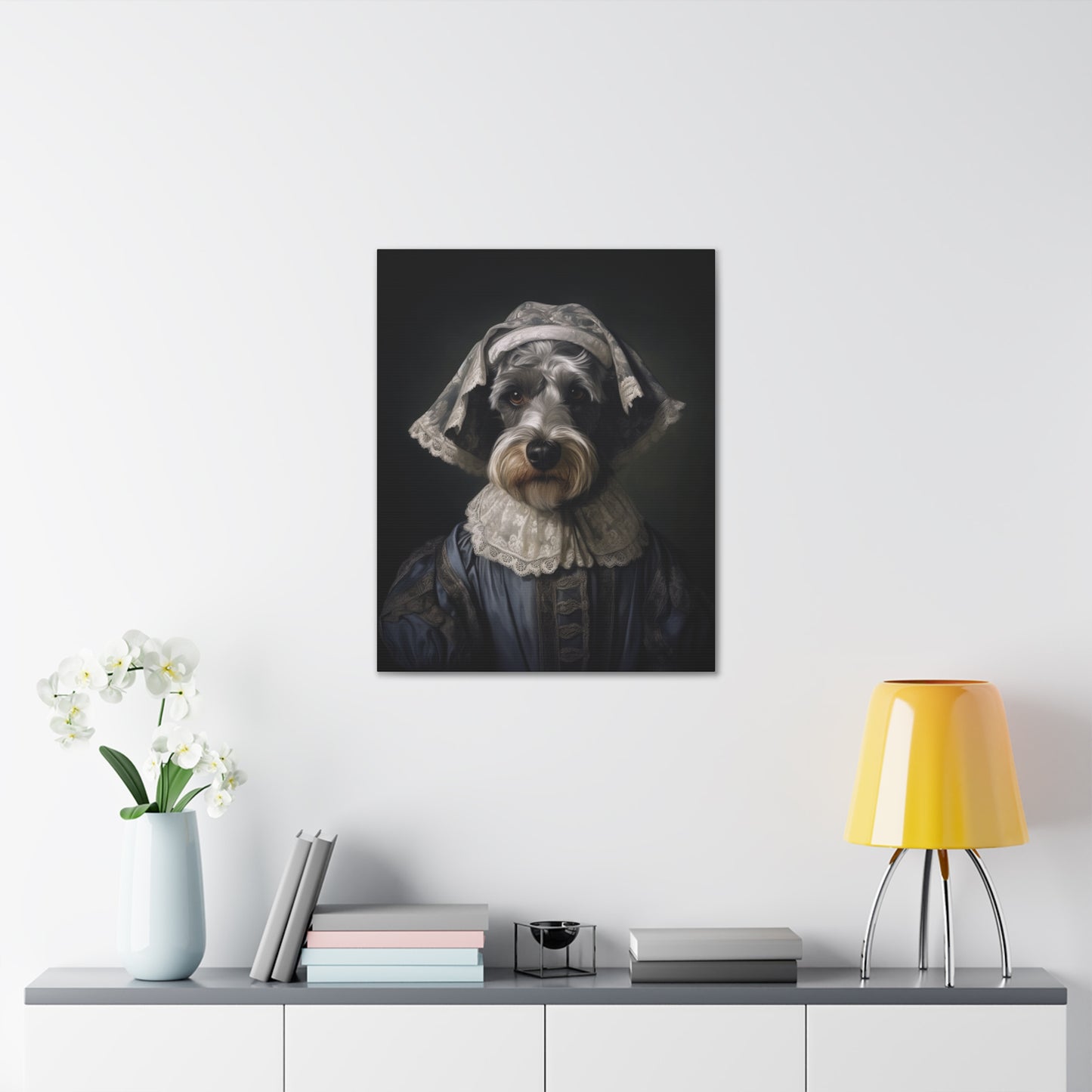 Schnauzer  - 19th Century Governess - Pet Portrait Canvas