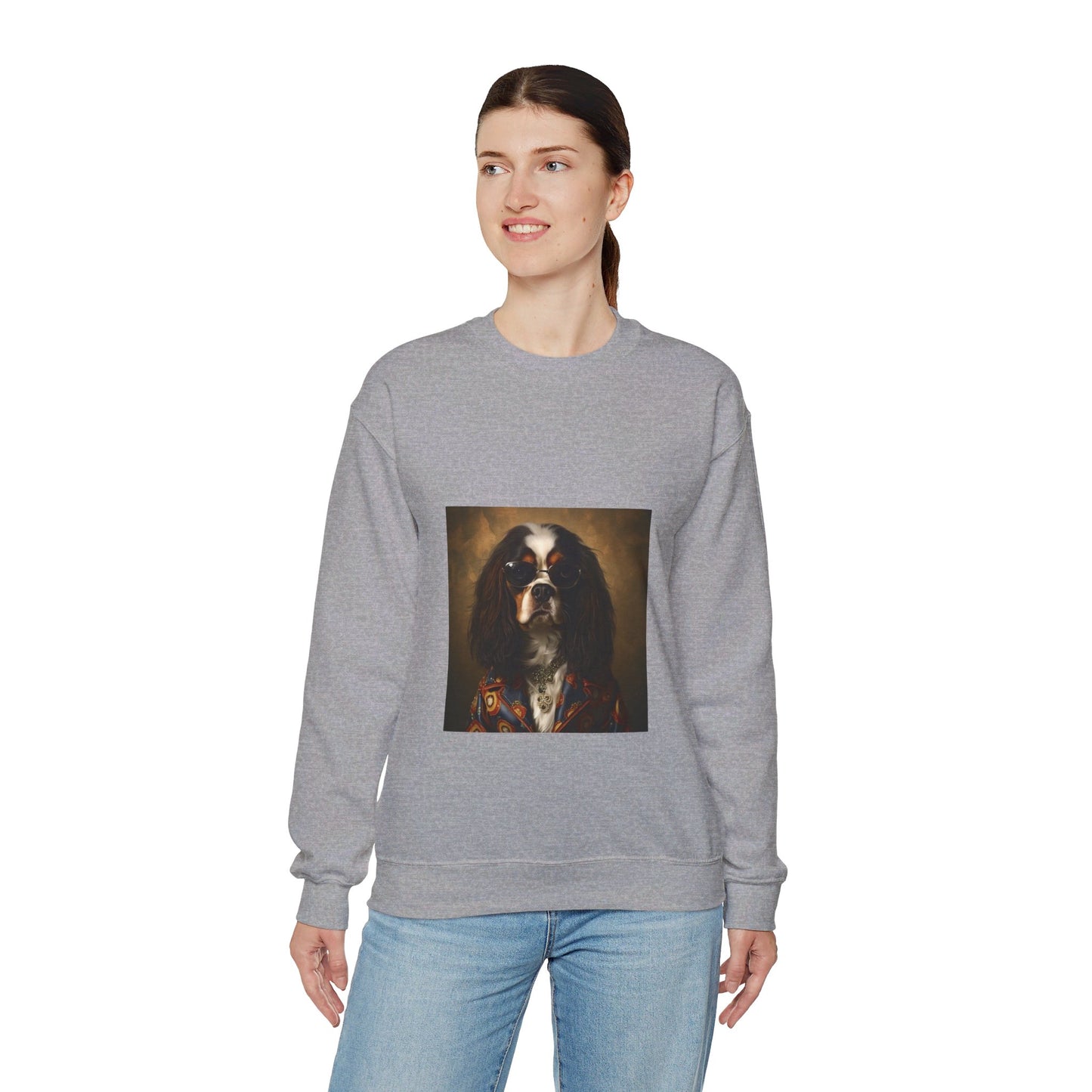 Cavalier King Charles Spaniel - 20th Century Rockstar - Pet Portrait Unisex Crewneck Sweatshirt