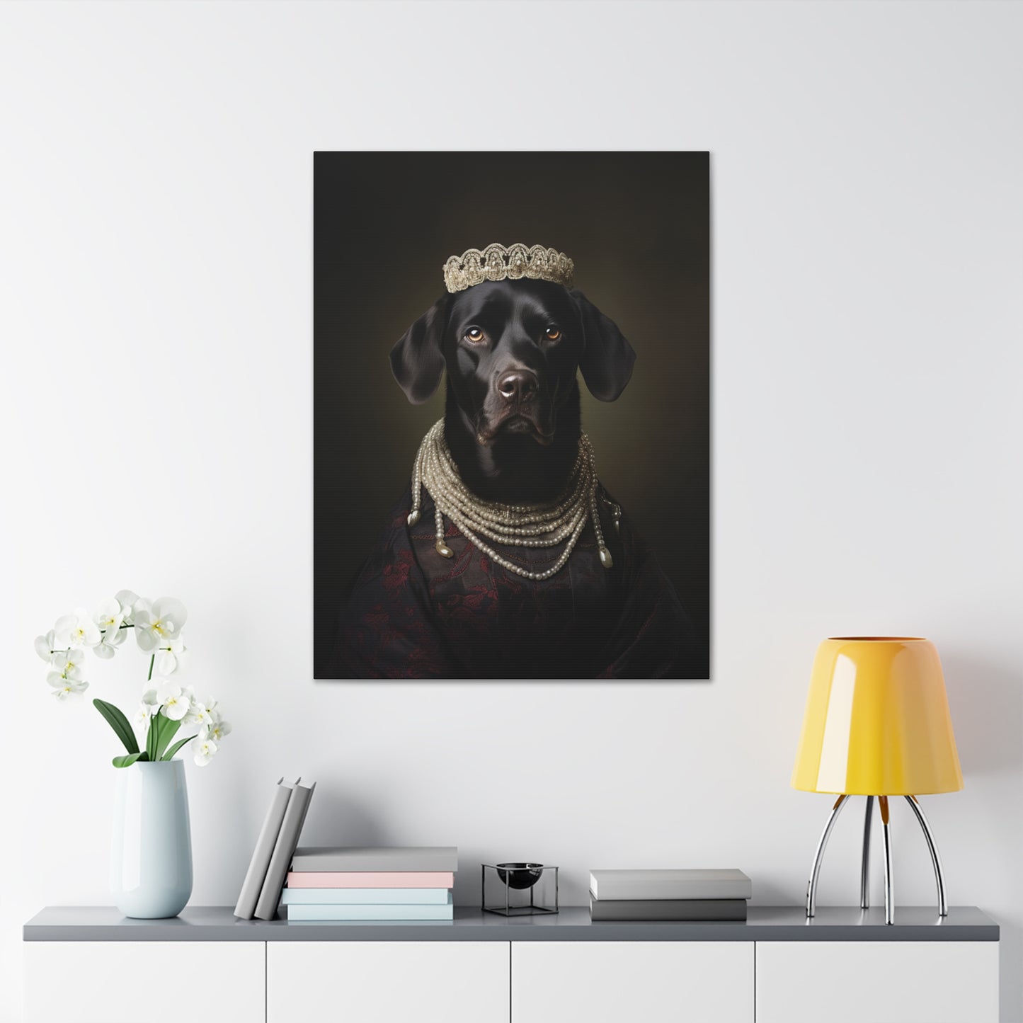 Black Lab - Victorian Era Woman of Nobility - Pet Portrait Canvas