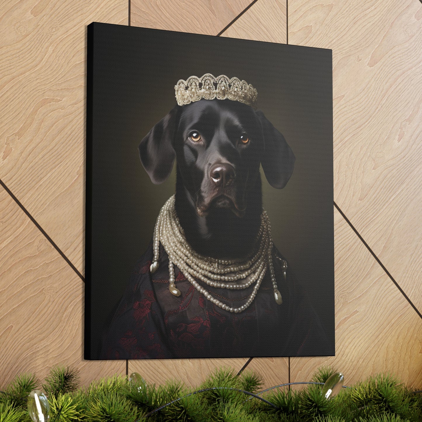 Black Lab - Victorian Era Woman of Nobility - Pet Portrait Canvas