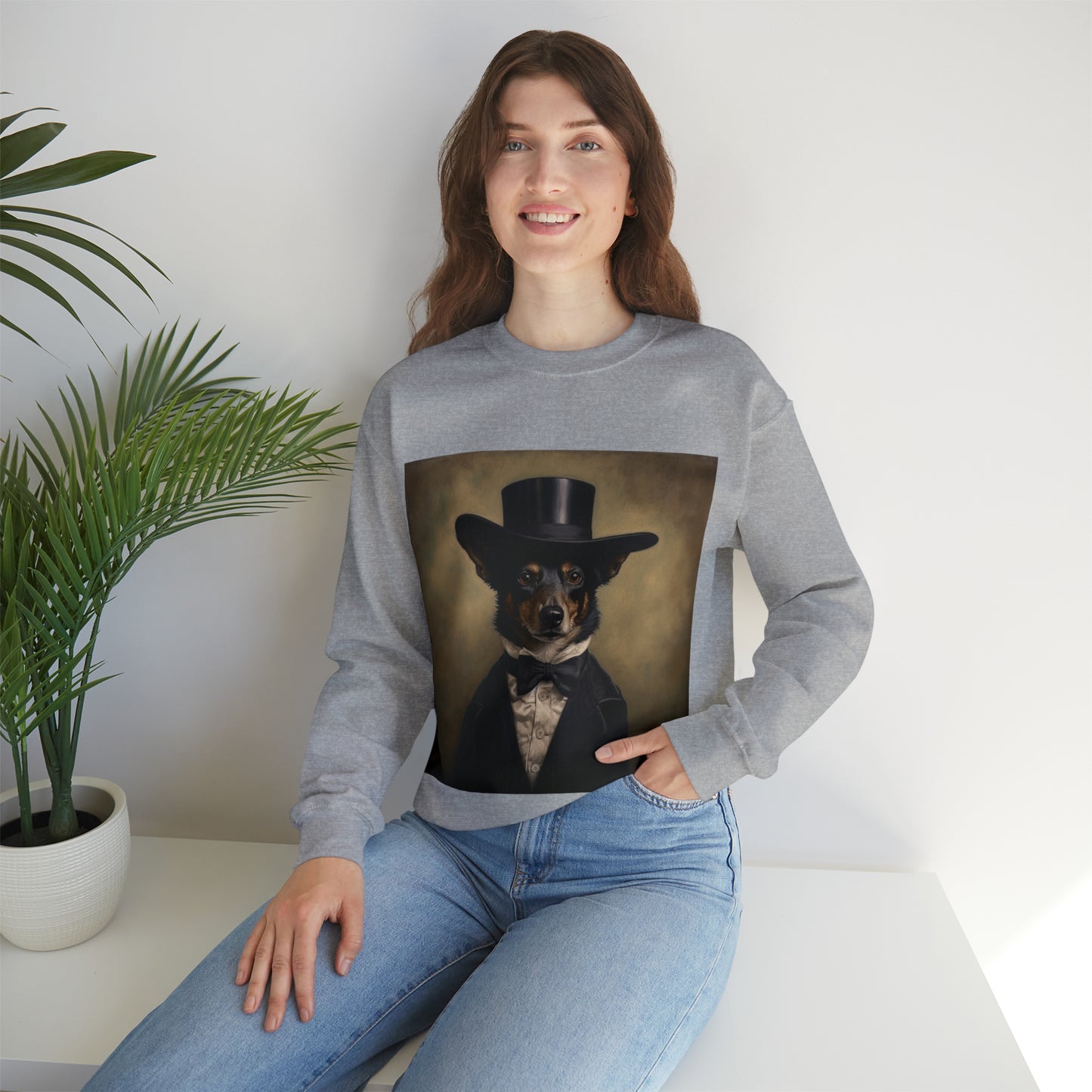 Australian Shepard - 19th Century Politician - Pet Portrait Unisex Crewneck Sweatshirt