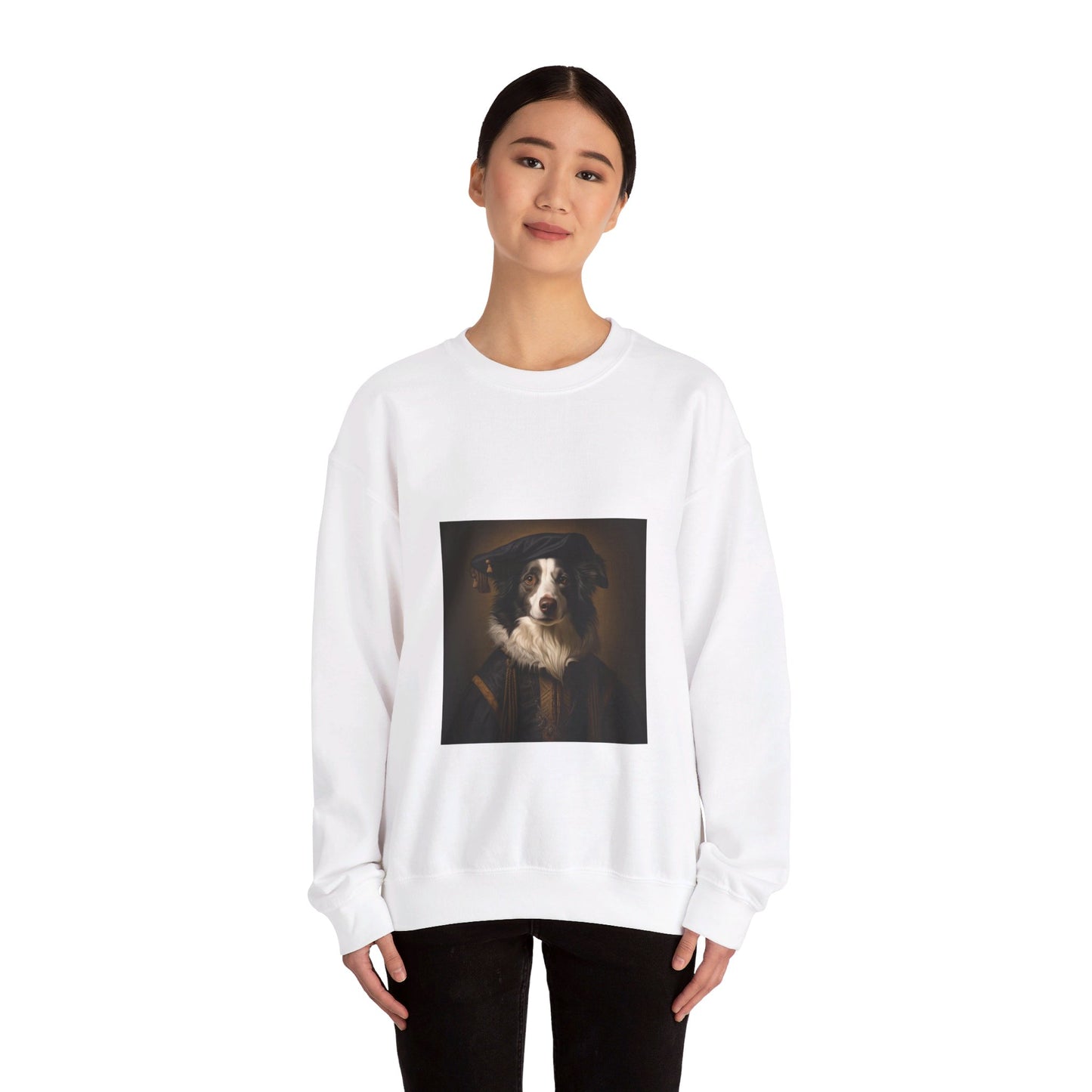 Border Collie - Renaissance Painter - Pet Portrait Unisex Crewneck Sweatshirt