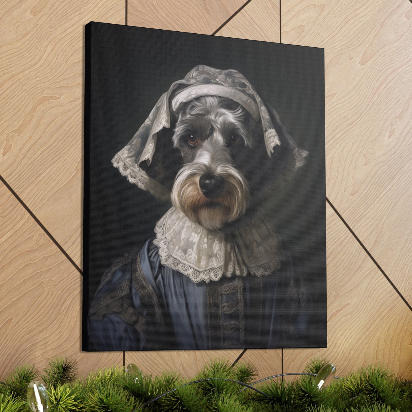 Schnauzer  - 19th Century Governess - Pet Portrait Canvas