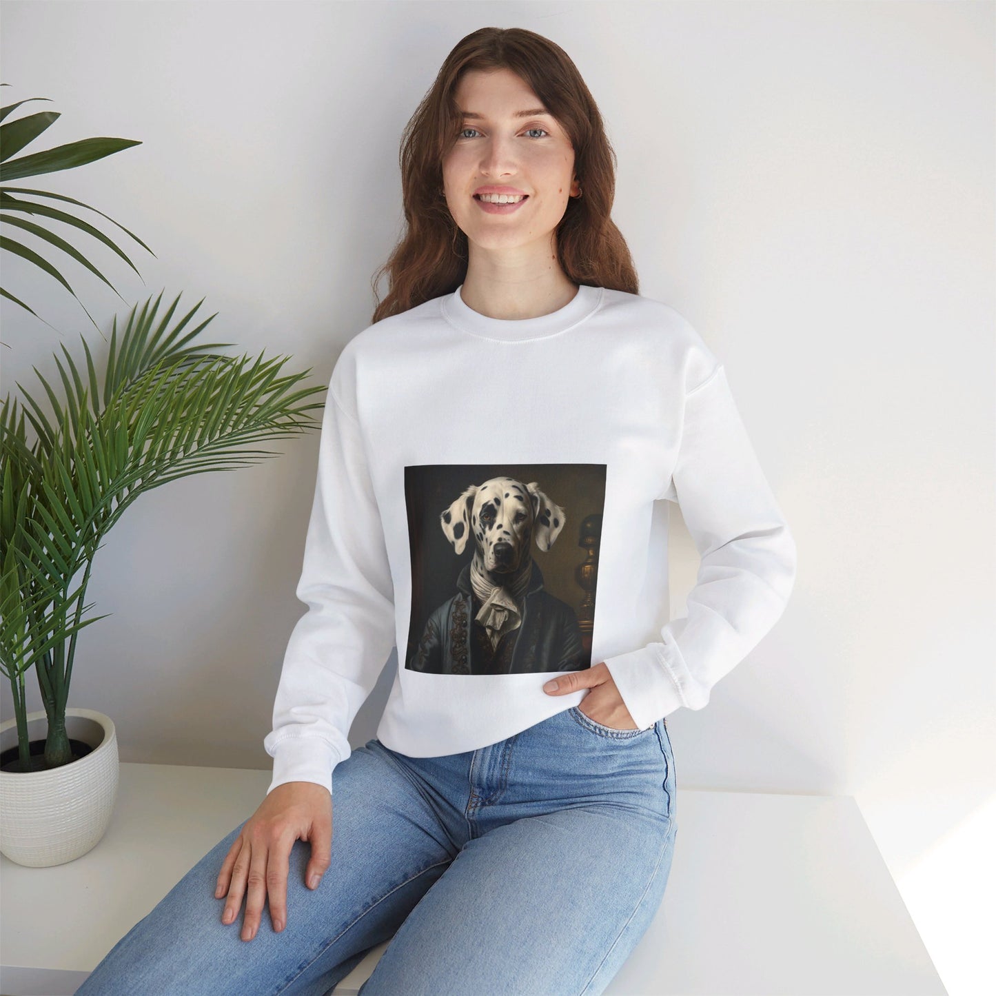 Dalmatian - 19th Century Writer - Pet Portrait Unisex Crewneck Sweatshirt