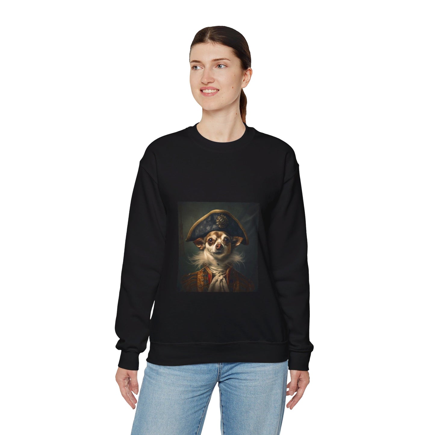 Chihuahua - 17th Century Pirate - Pet Portrait Unisex Crewneck Sweatshirt