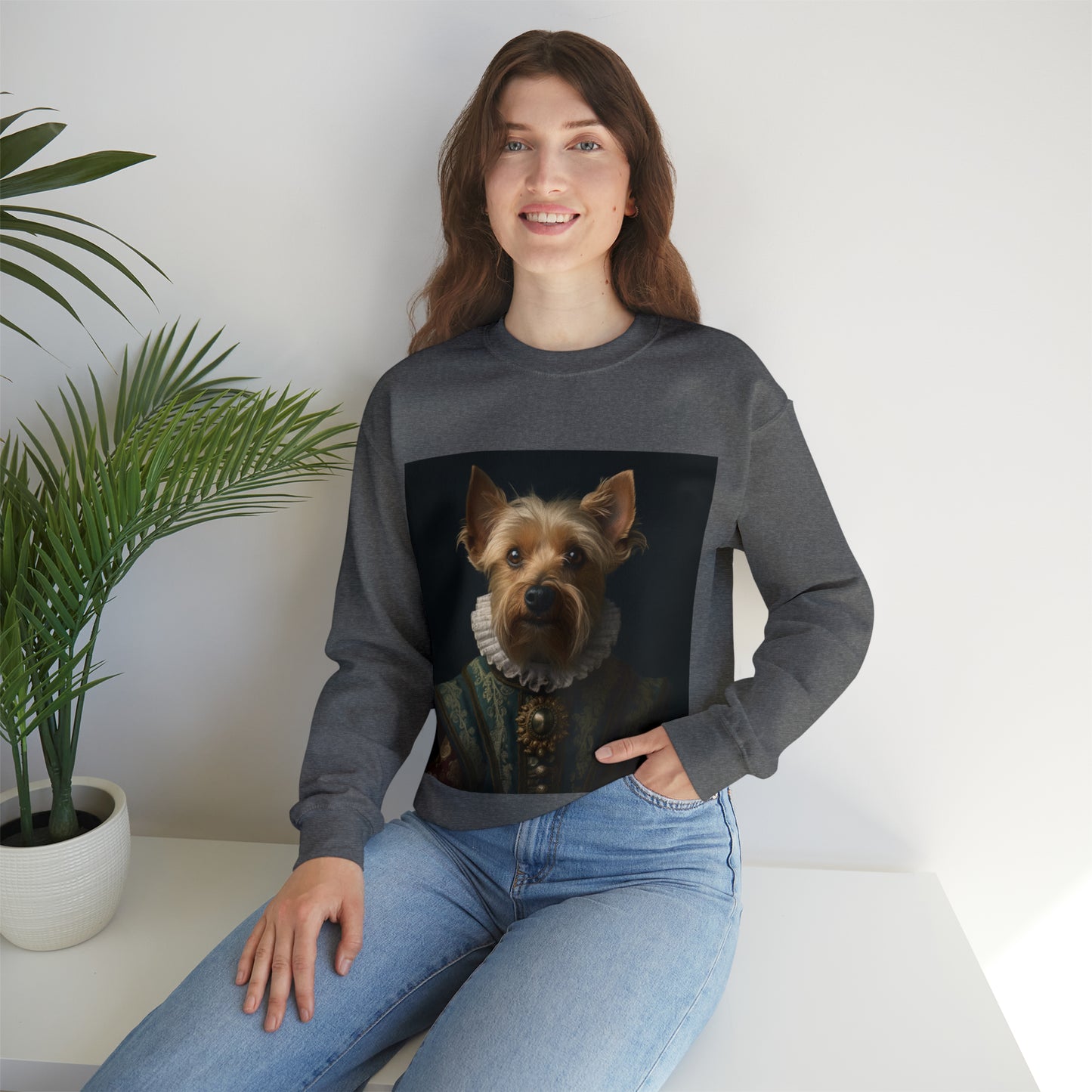 Yorkshire Terrier - 16th Century Playwright - Pet Portrait Unisex Crewneck Sweatshirt