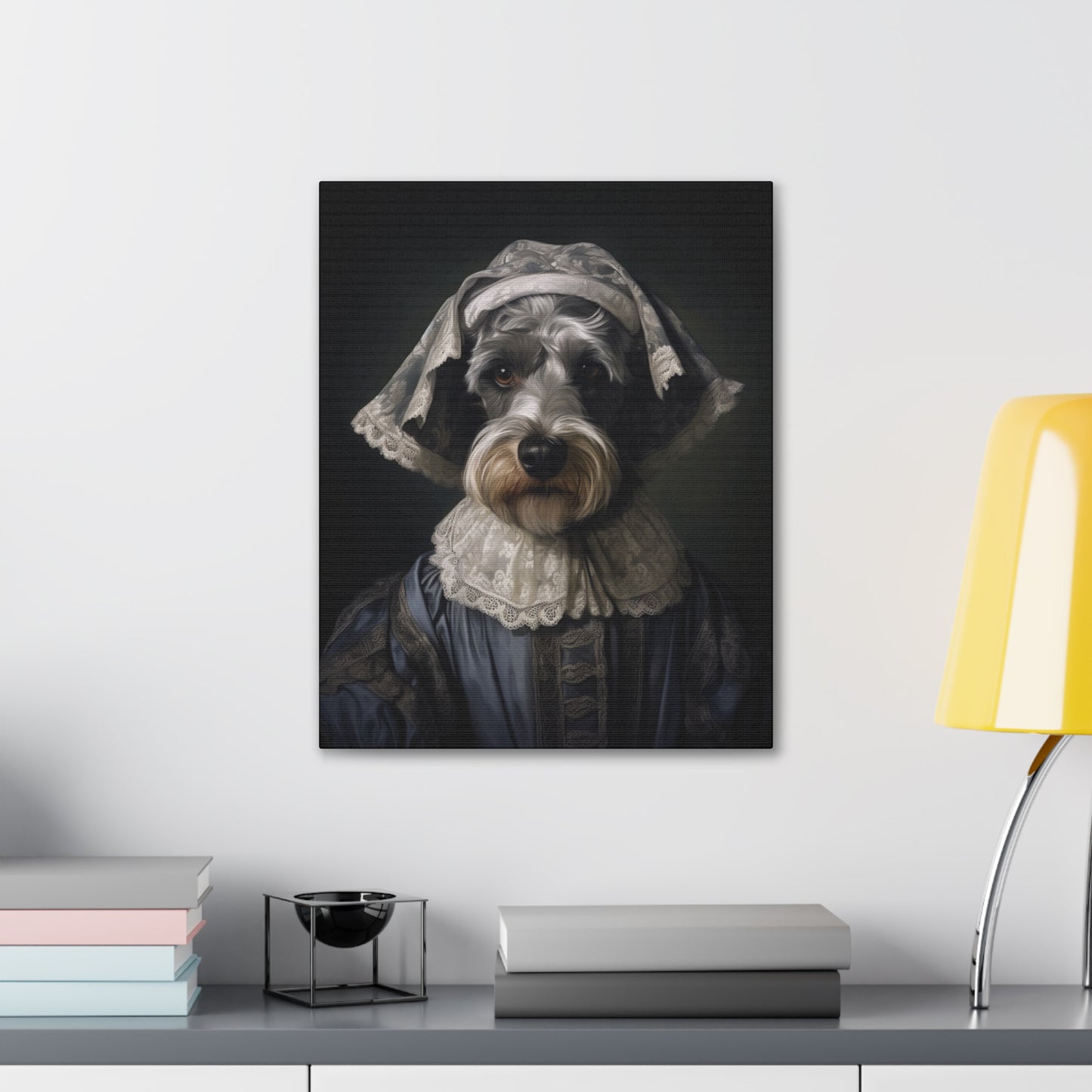 Schnauzer  - 19th Century Governess - Pet Portrait Canvas