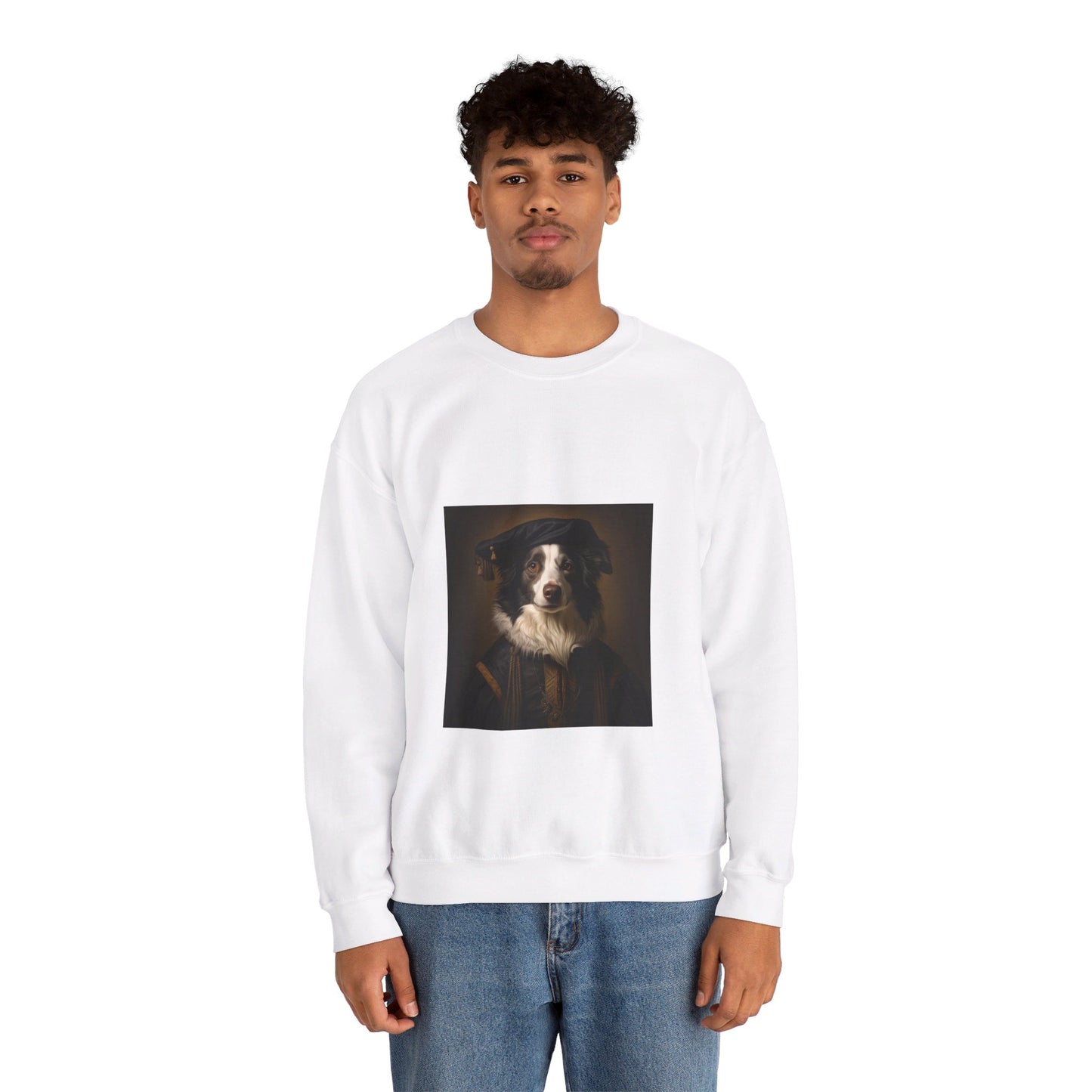 Border Collie - Renaissance Painter - Pet Portrait Unisex Crewneck Sweatshirt