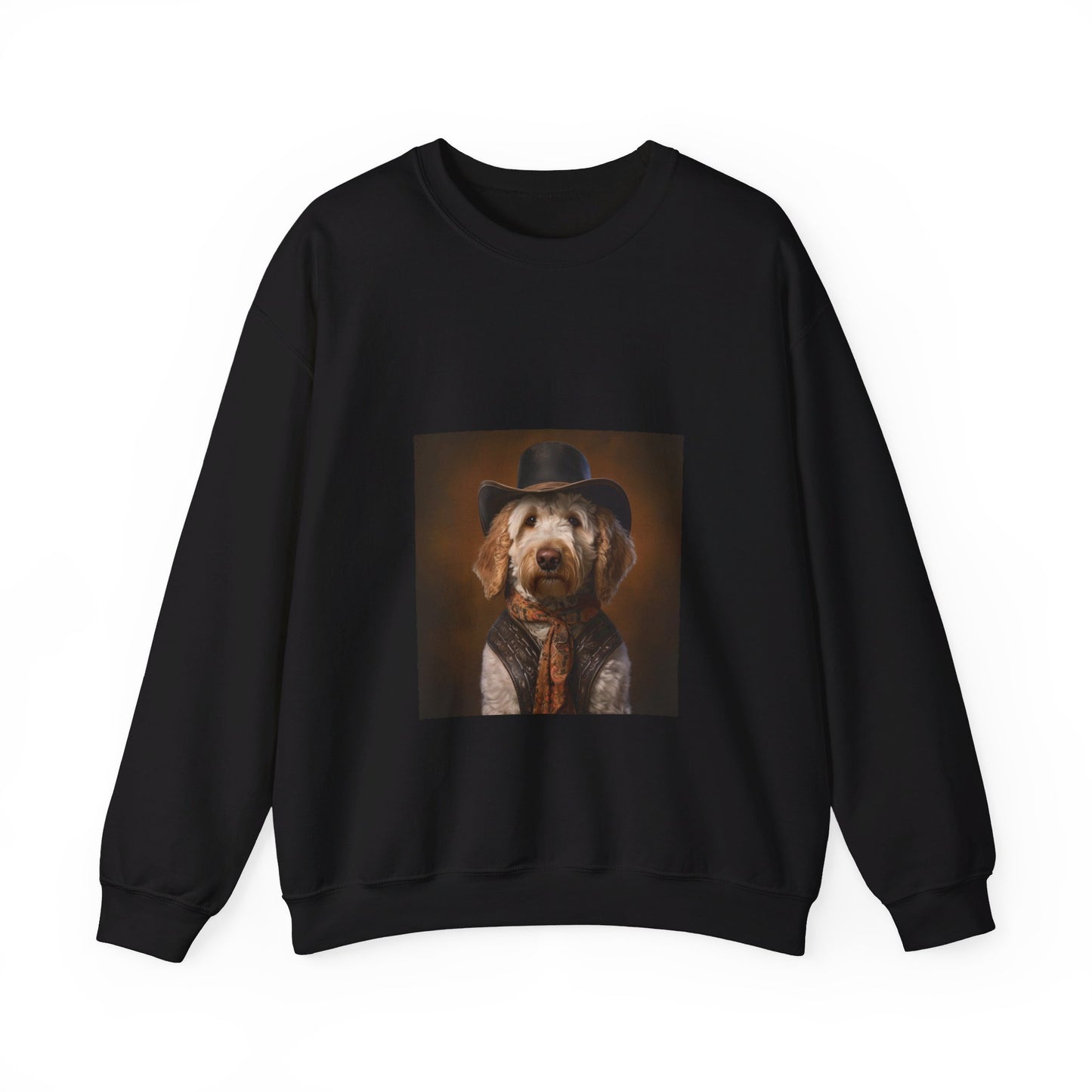 Golden Doodle - Cowboy - Pet Portrait Unisex Crewneck Sweatshirt