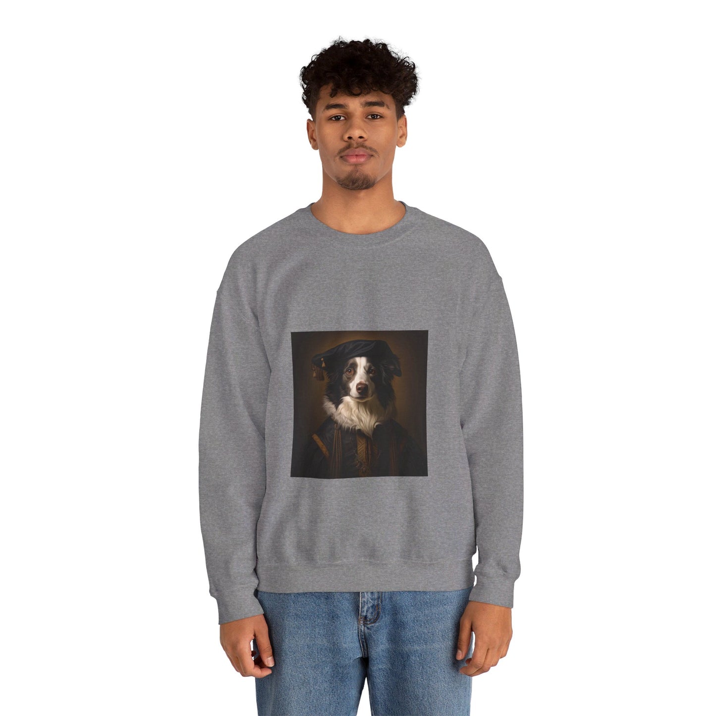 Border Collie - Renaissance Painter - Pet Portrait Unisex Crewneck Sweatshirt