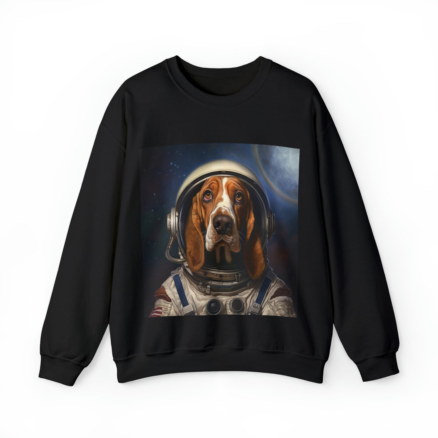 Basset Hound - Astronaut - Pet Portrait Unisex Crewneck Sweatshirt