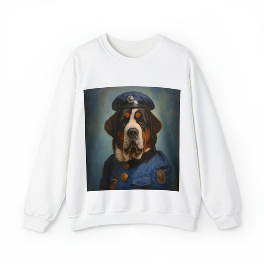 St. Bernard - 20th Century Police Officer - Pet Portrait Unisex Crewneck Sweatshirt