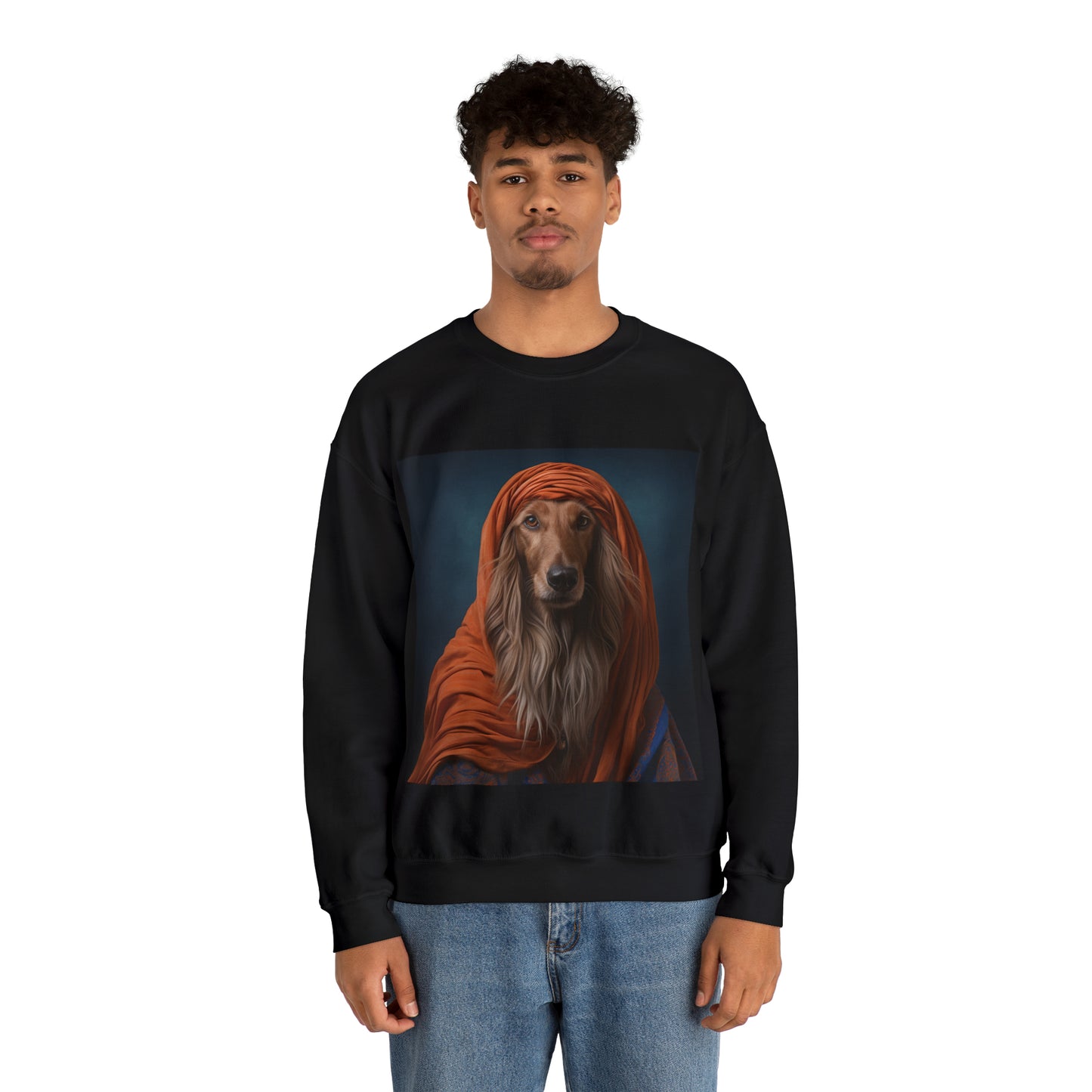 Afghan Hound - 10th Century Persian Poet - Pet Portrait Unisex Crewneck Sweatshirt