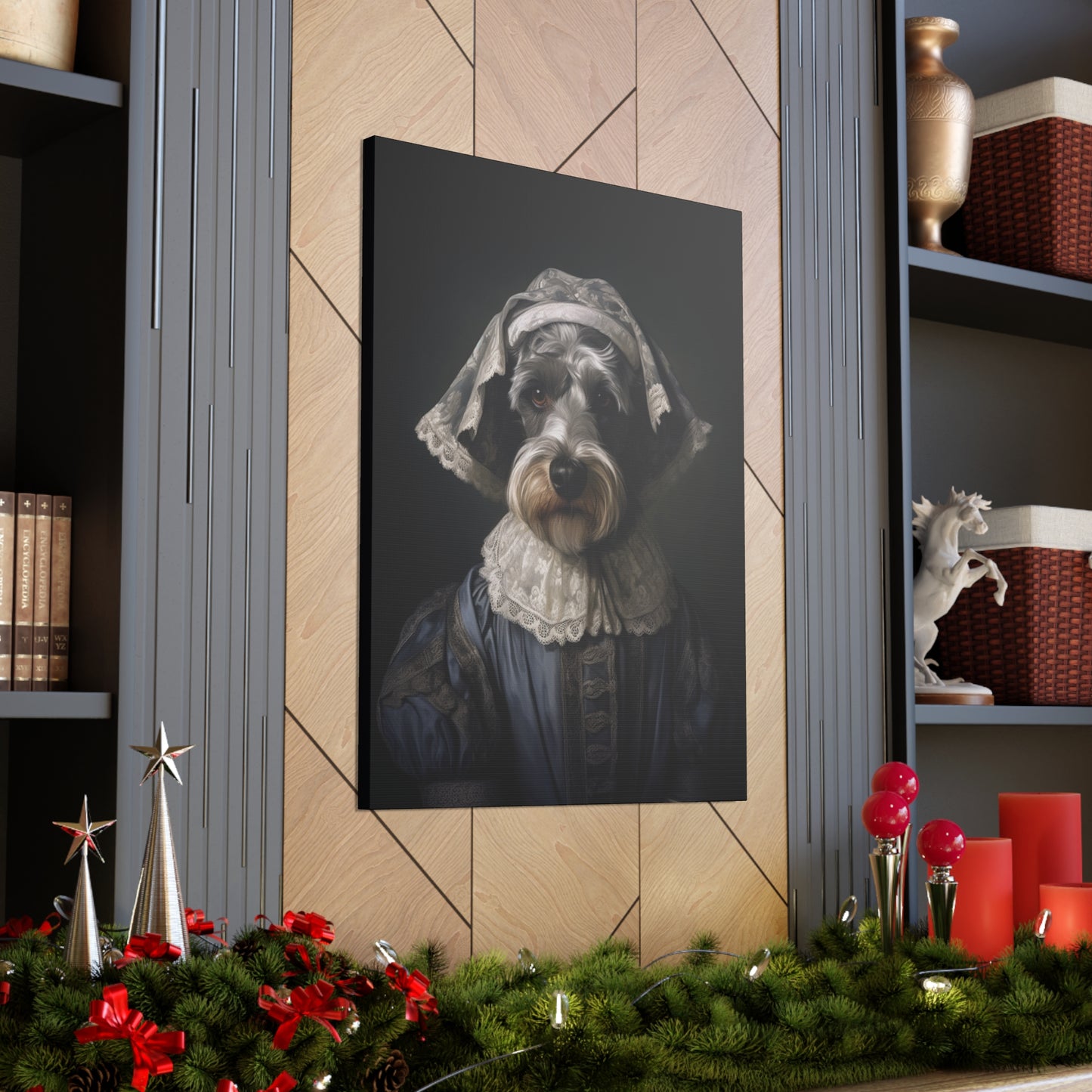 Schnauzer  - 19th Century Governess - Pet Portrait Canvas