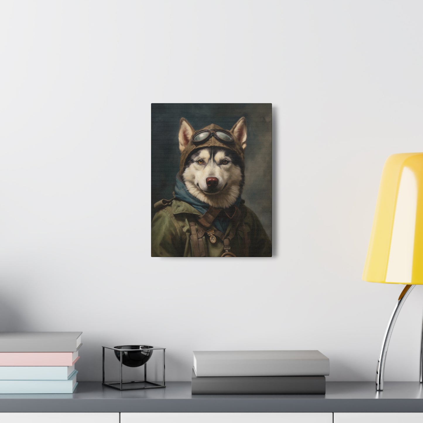 Husky - WWII Pilot - Pet Portrait Canvas