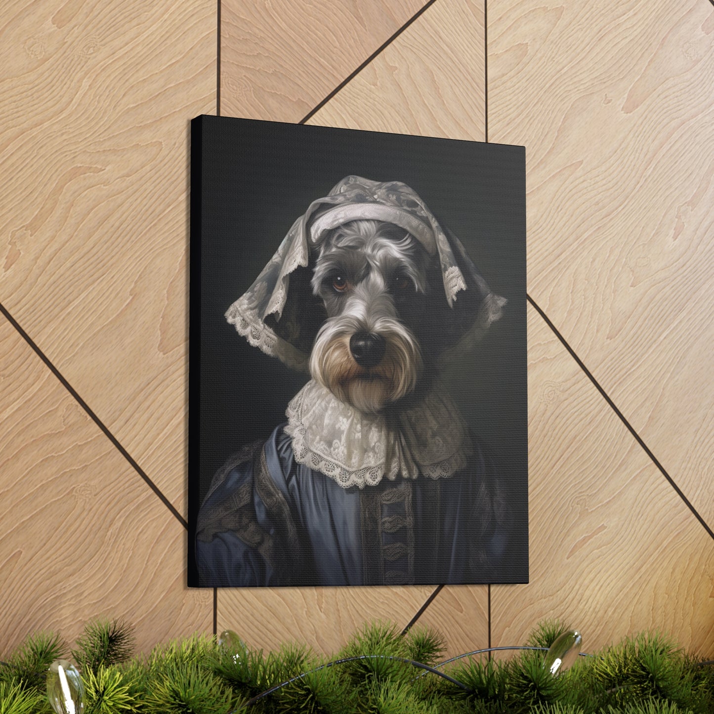 Schnauzer  - 19th Century Governess - Pet Portrait Canvas