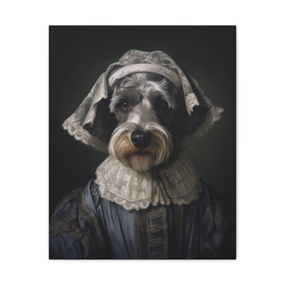 Schnauzer  - 19th Century Governess - Pet Portrait Canvas