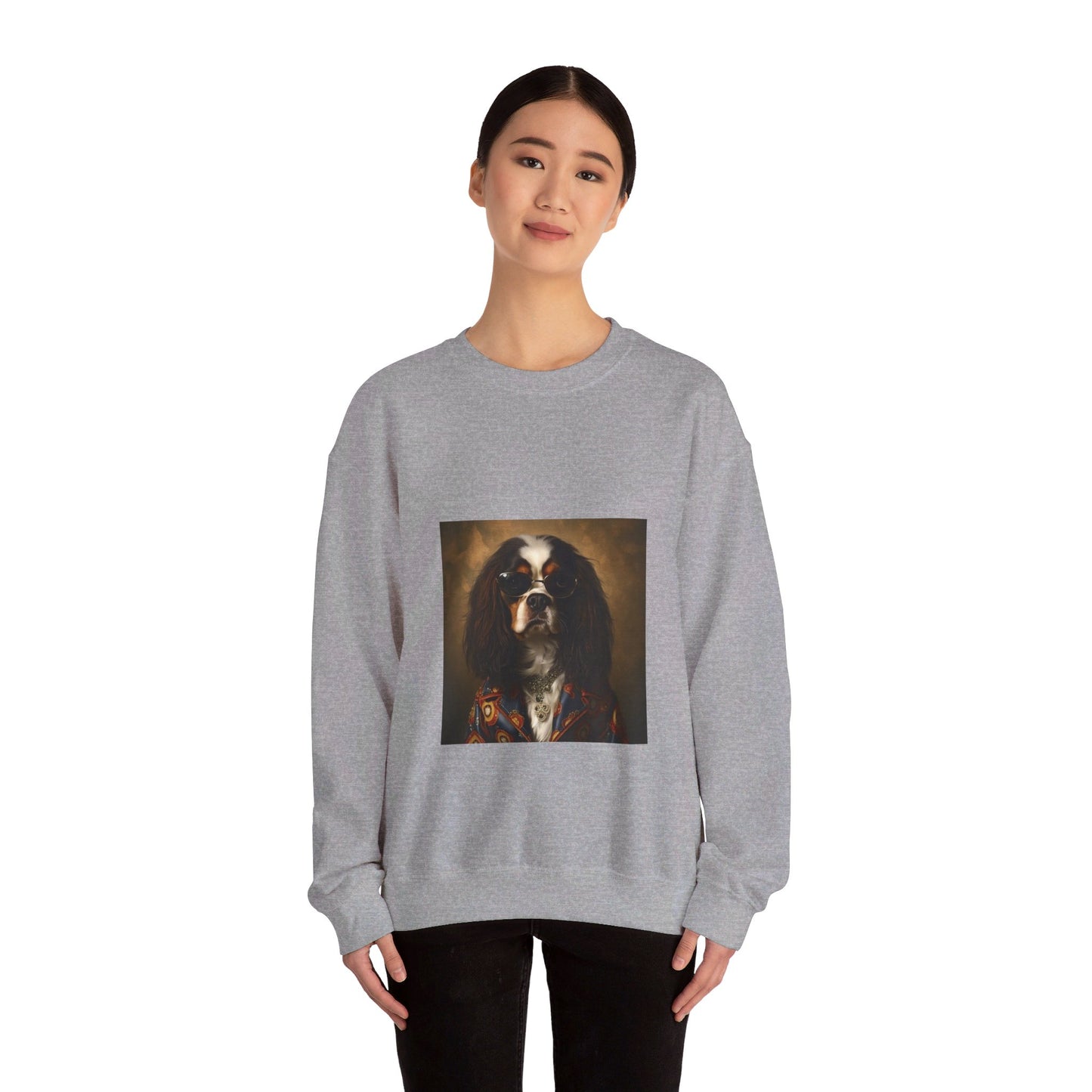 Cavalier King Charles Spaniel - 20th Century Rockstar - Pet Portrait Unisex Crewneck Sweatshirt